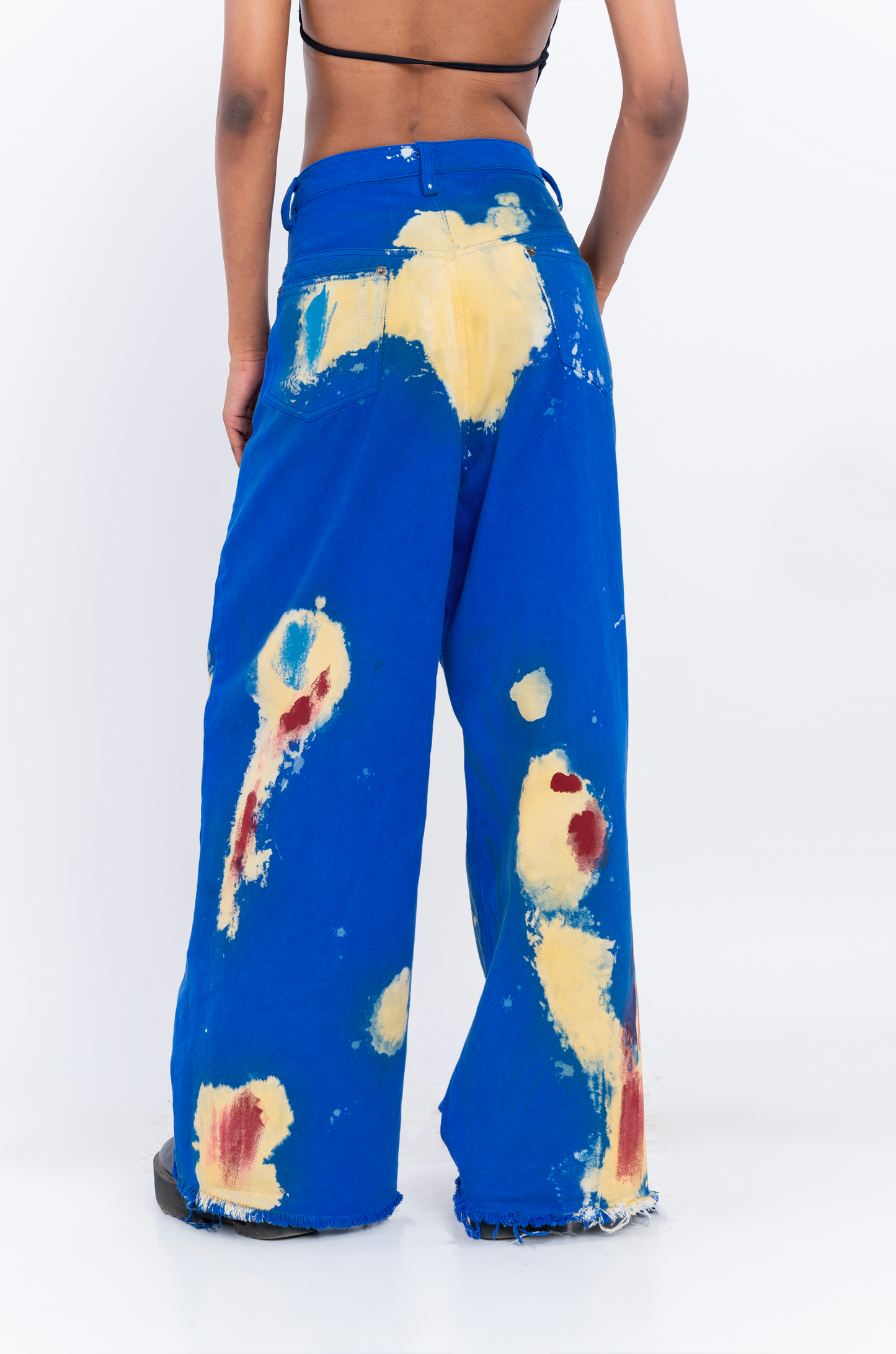 Huemn Blood Washed Wide Leg Ripped Denim (Blue)