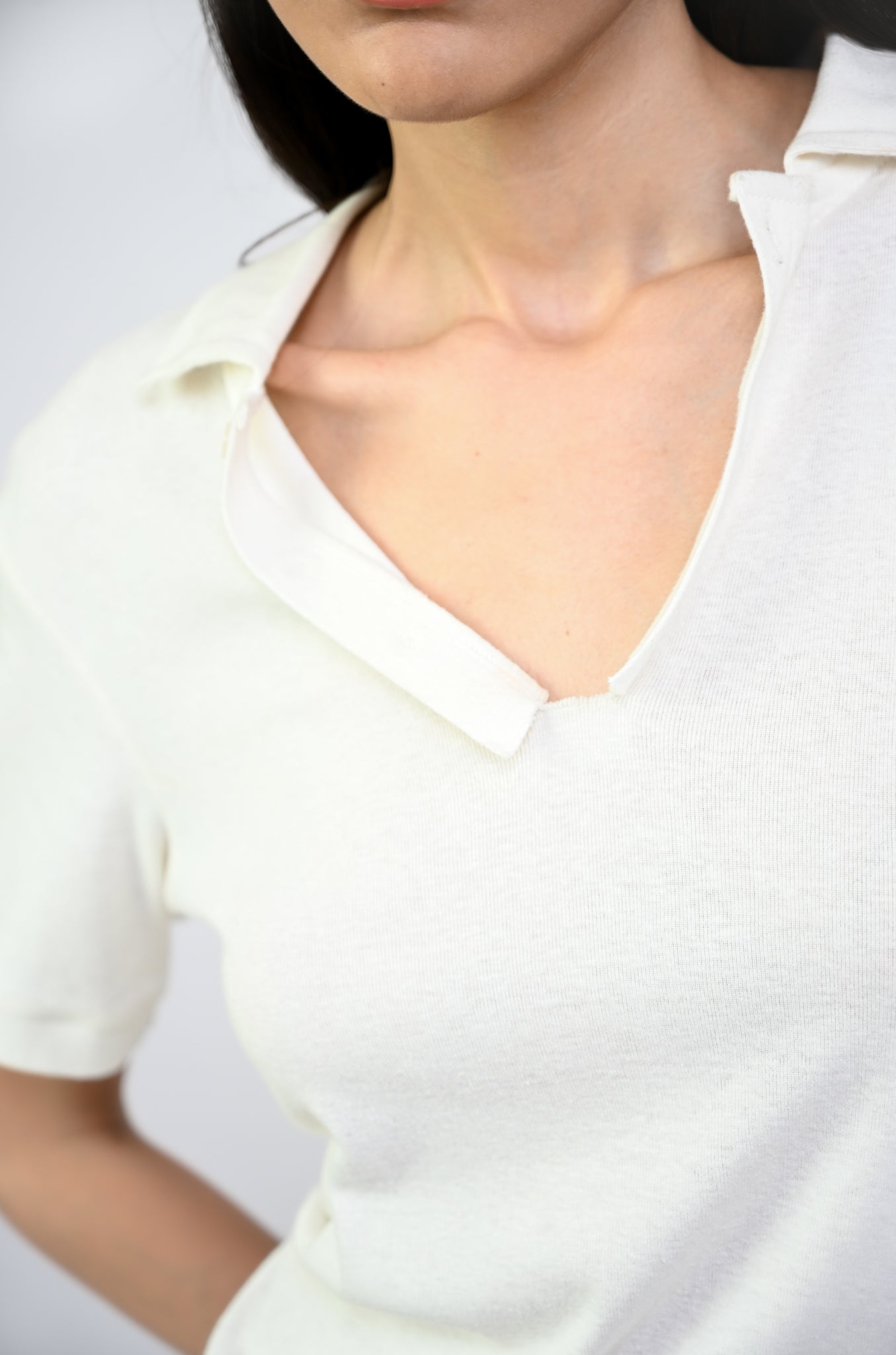 Polo T-shirt with deconstructed detail (Women's)-White