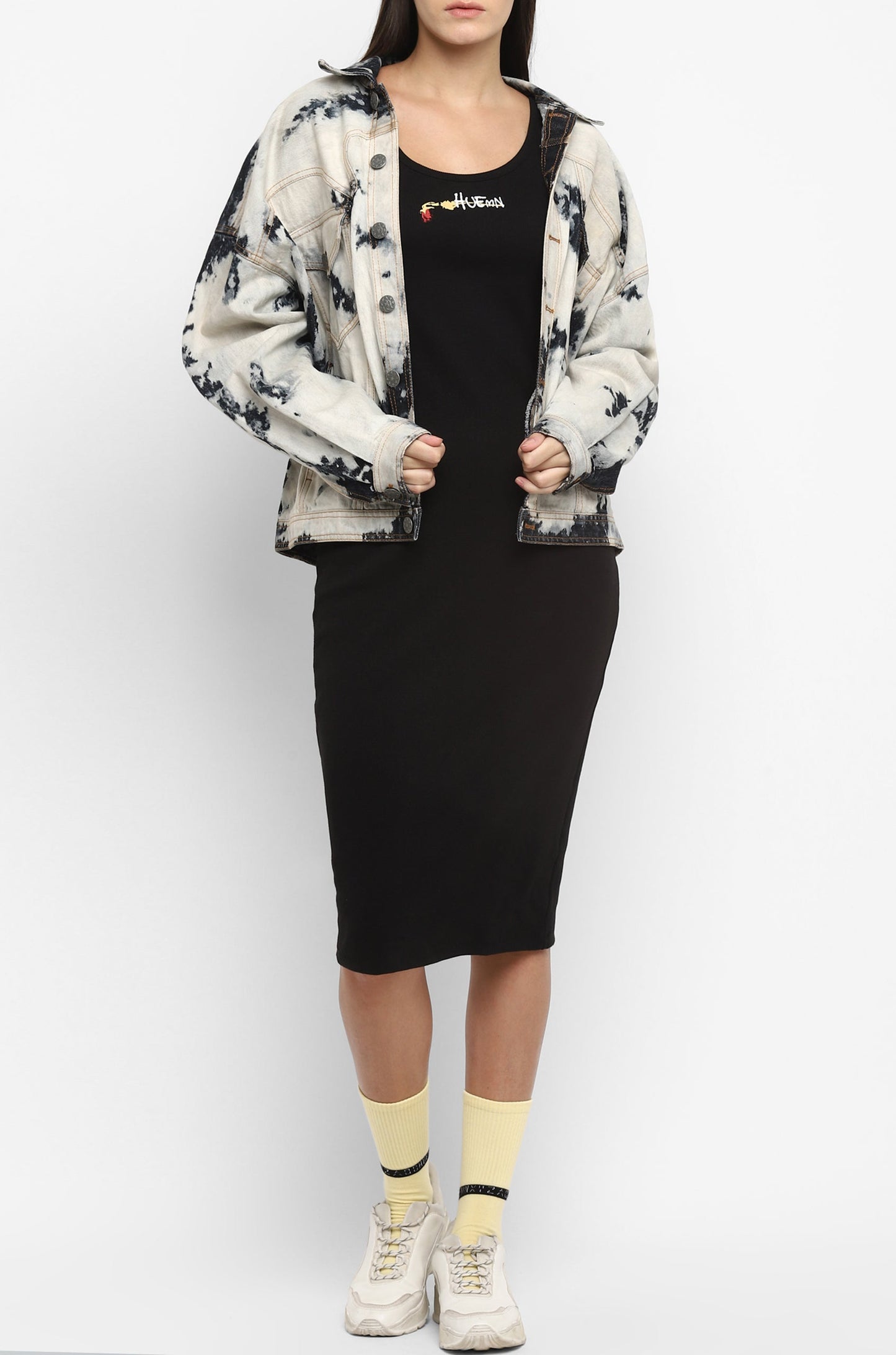 Cold Pressed Rose Bodycon Black Dress