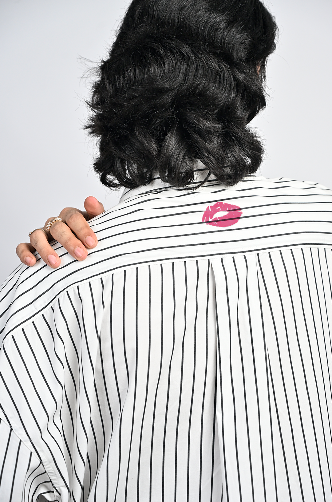 Oversized unisex pinstriped cotton shirt