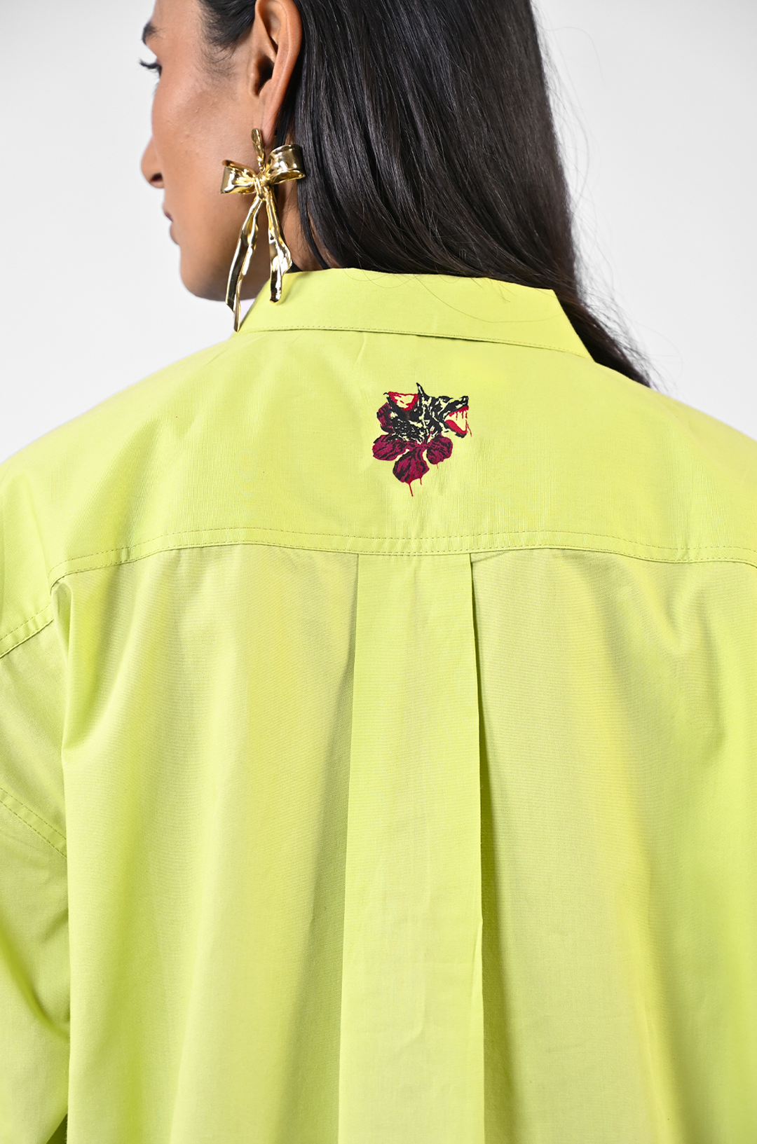 Fanged floral cotton shirt - Lime Green