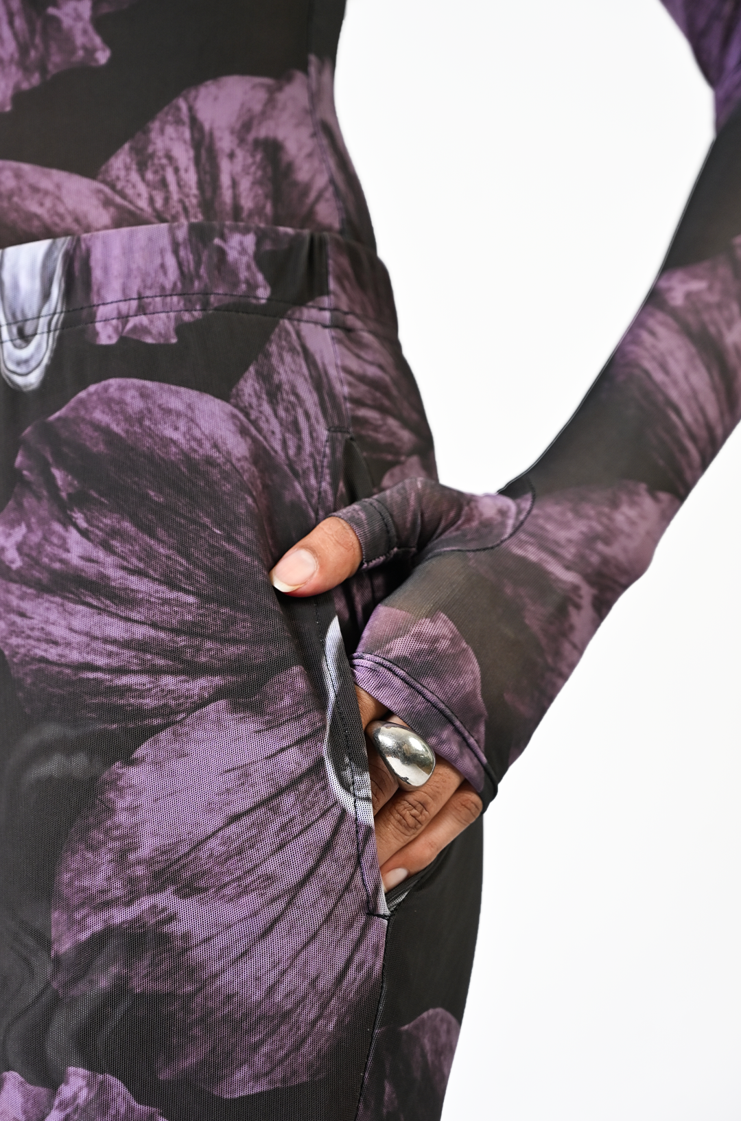 Sculpted gloved purple top