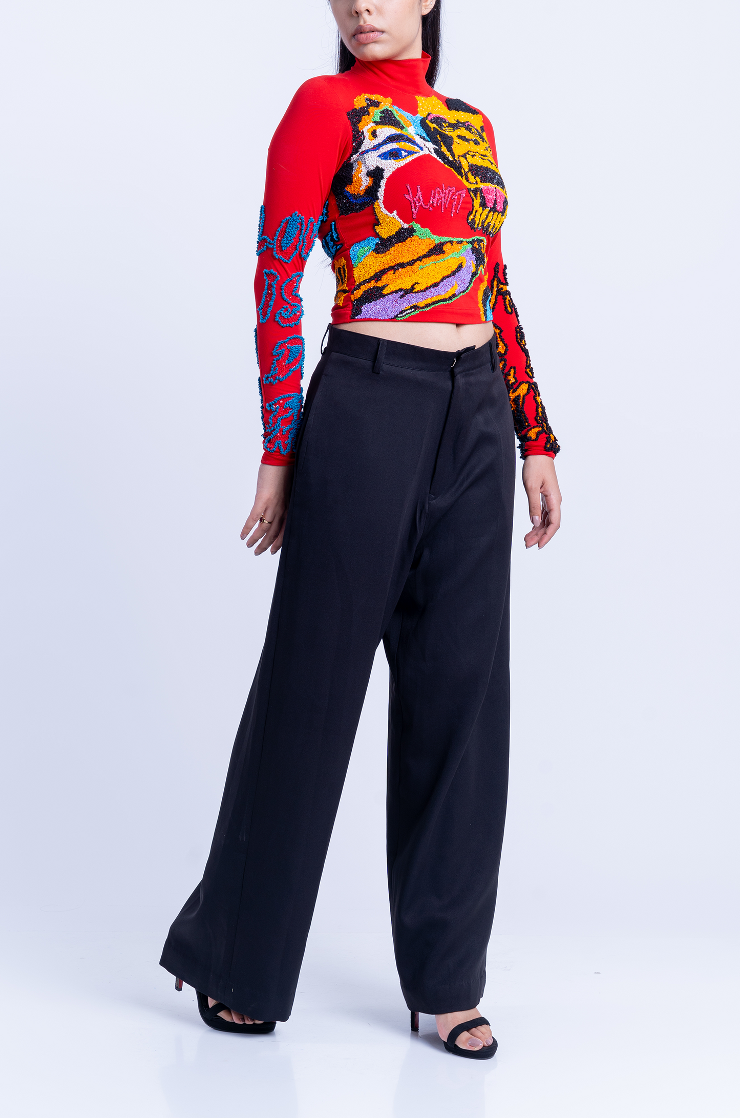 Handcrafted 'Return Of The Gorilla' Crop Top (Red)