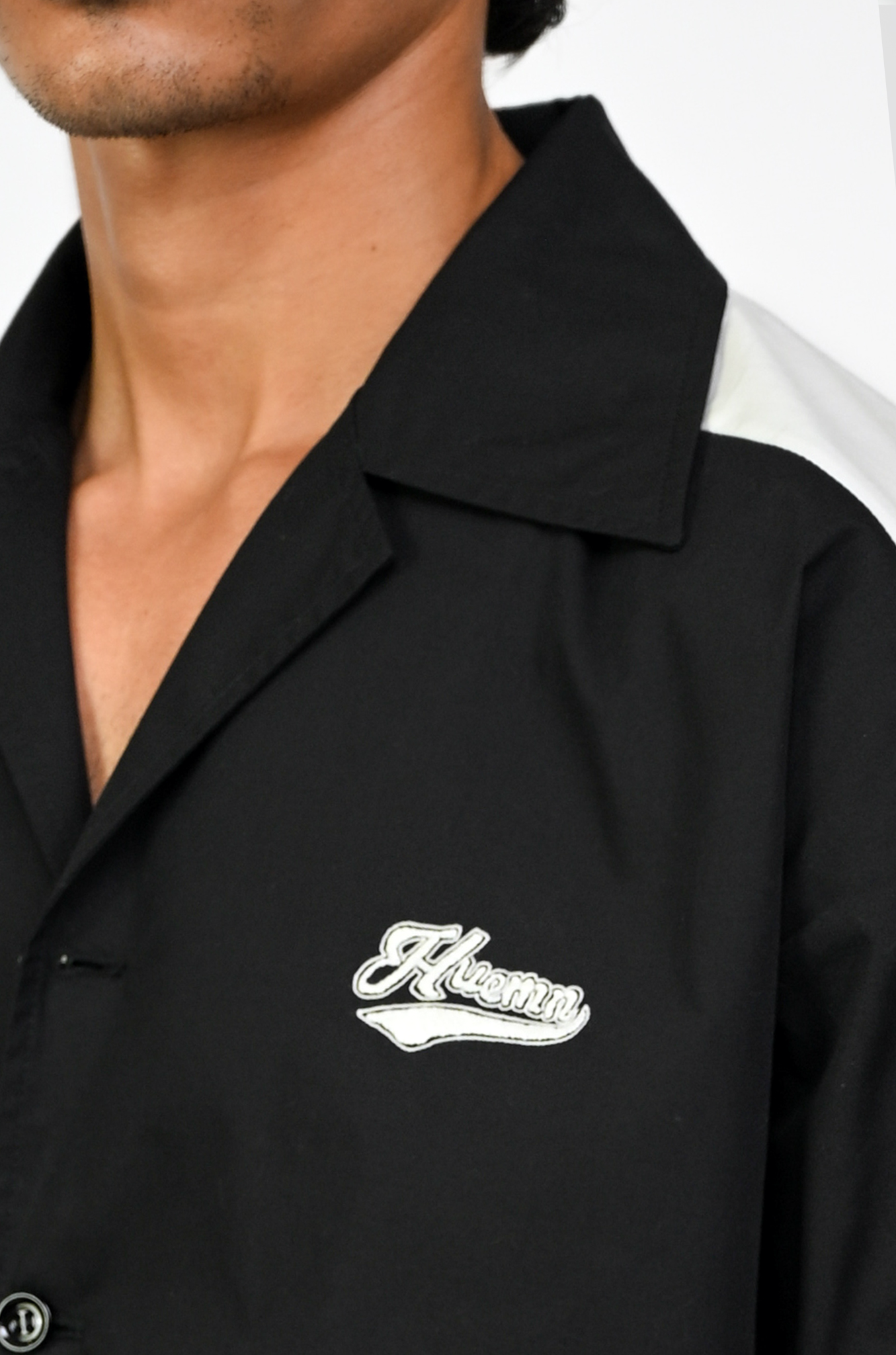 Contrast panelled safari shirt (Black)