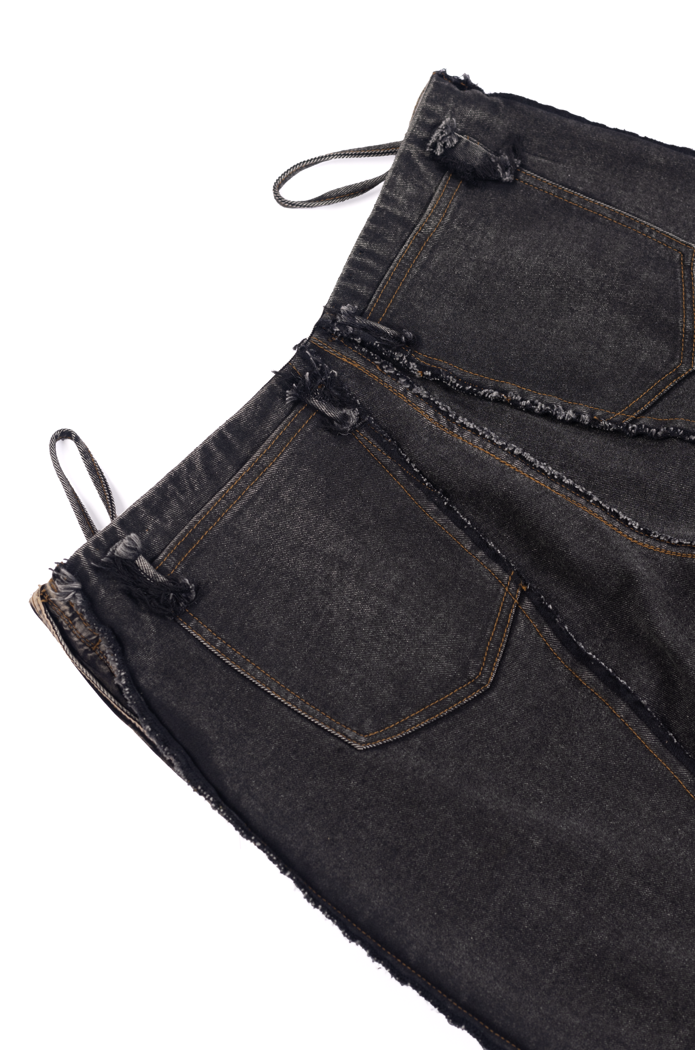 Inside out low-waisted denim (Black)
