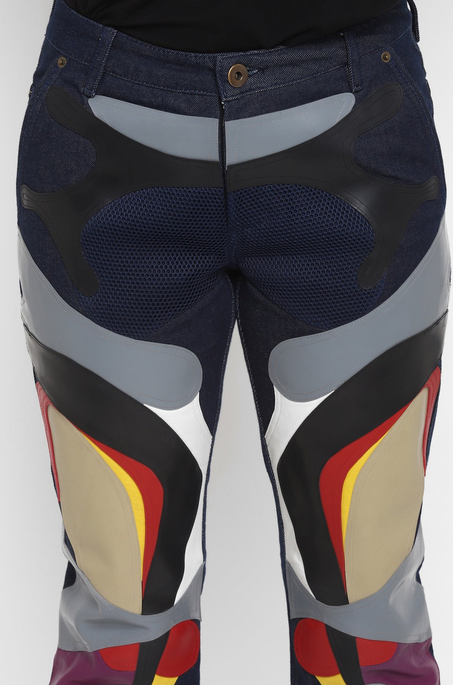 Panelled Multi-Material Jeans (Indigo)