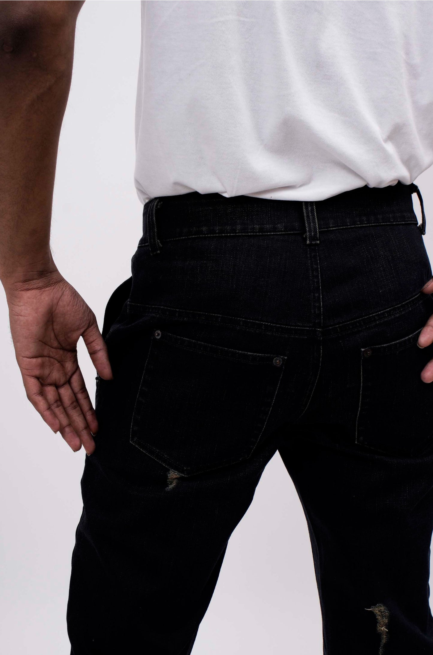 Indigo Slit And Frayed Jeans