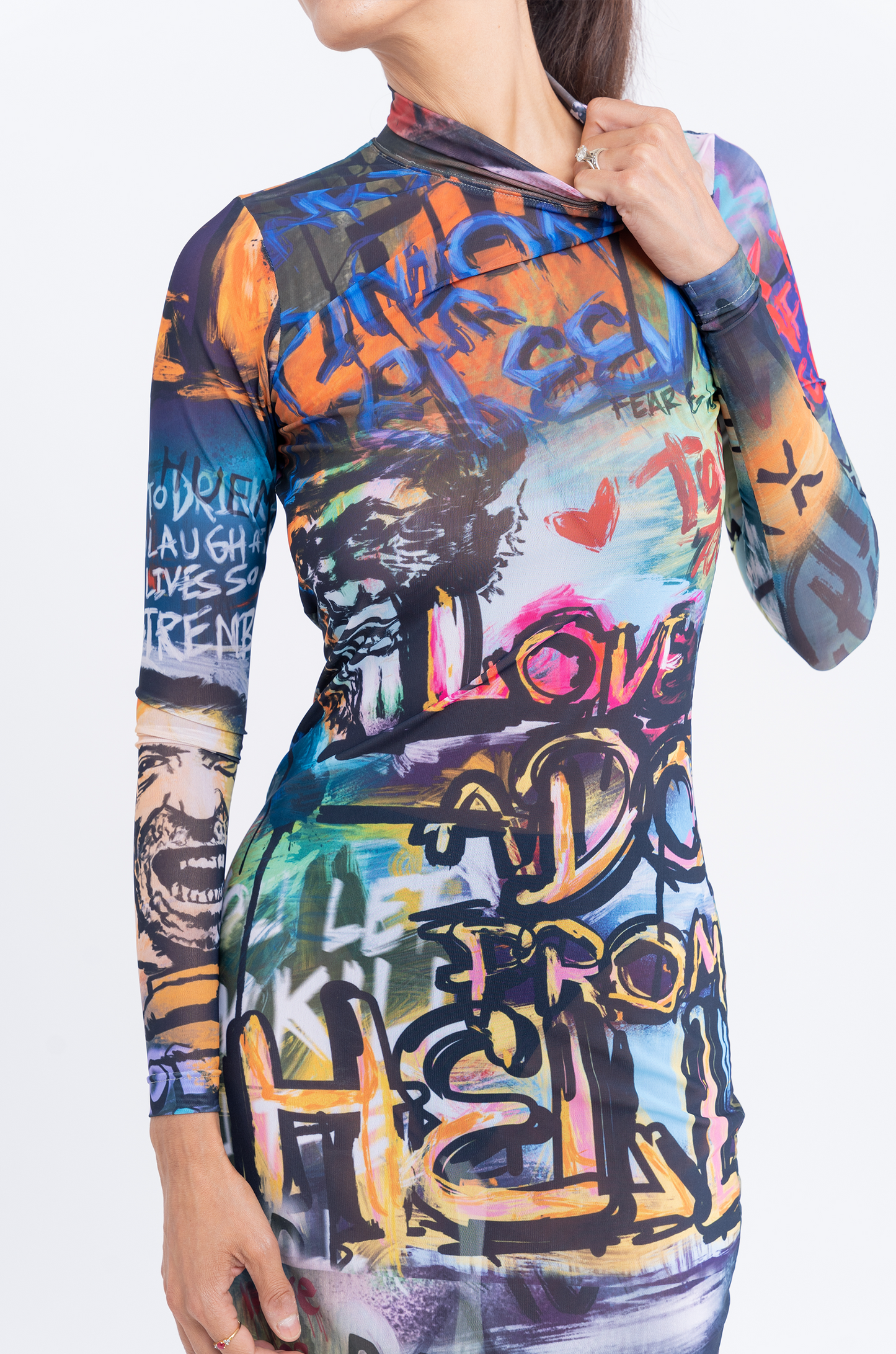 'Huemn City' Semi-Sheer Midi Dress