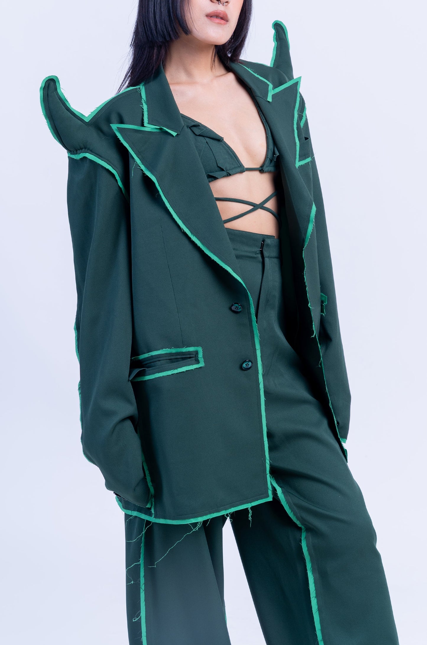 The Devil Wears HUEMN Blazer 'Raw Edged' (Green)