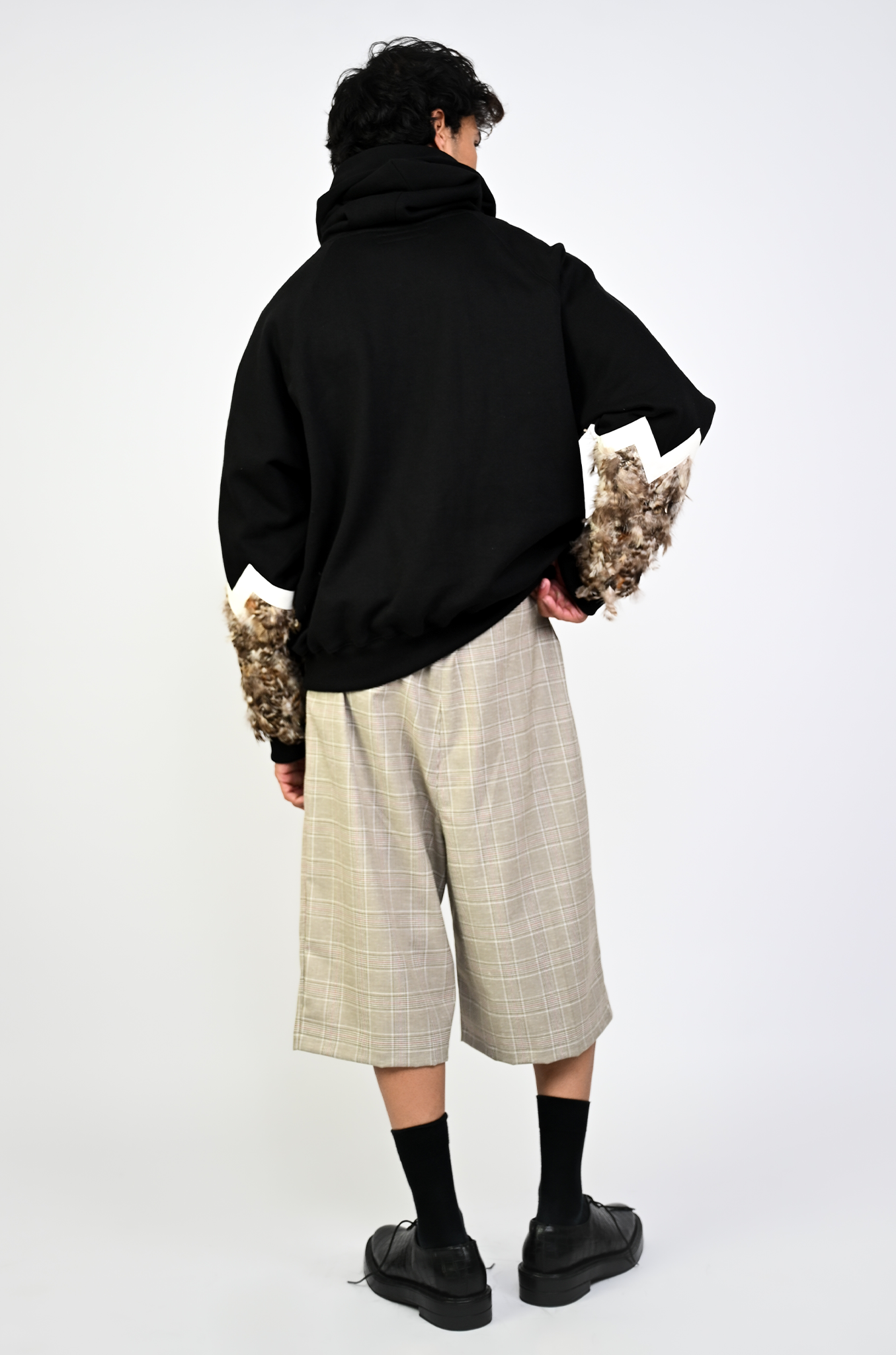 Oversized Black hoodie with feather inset