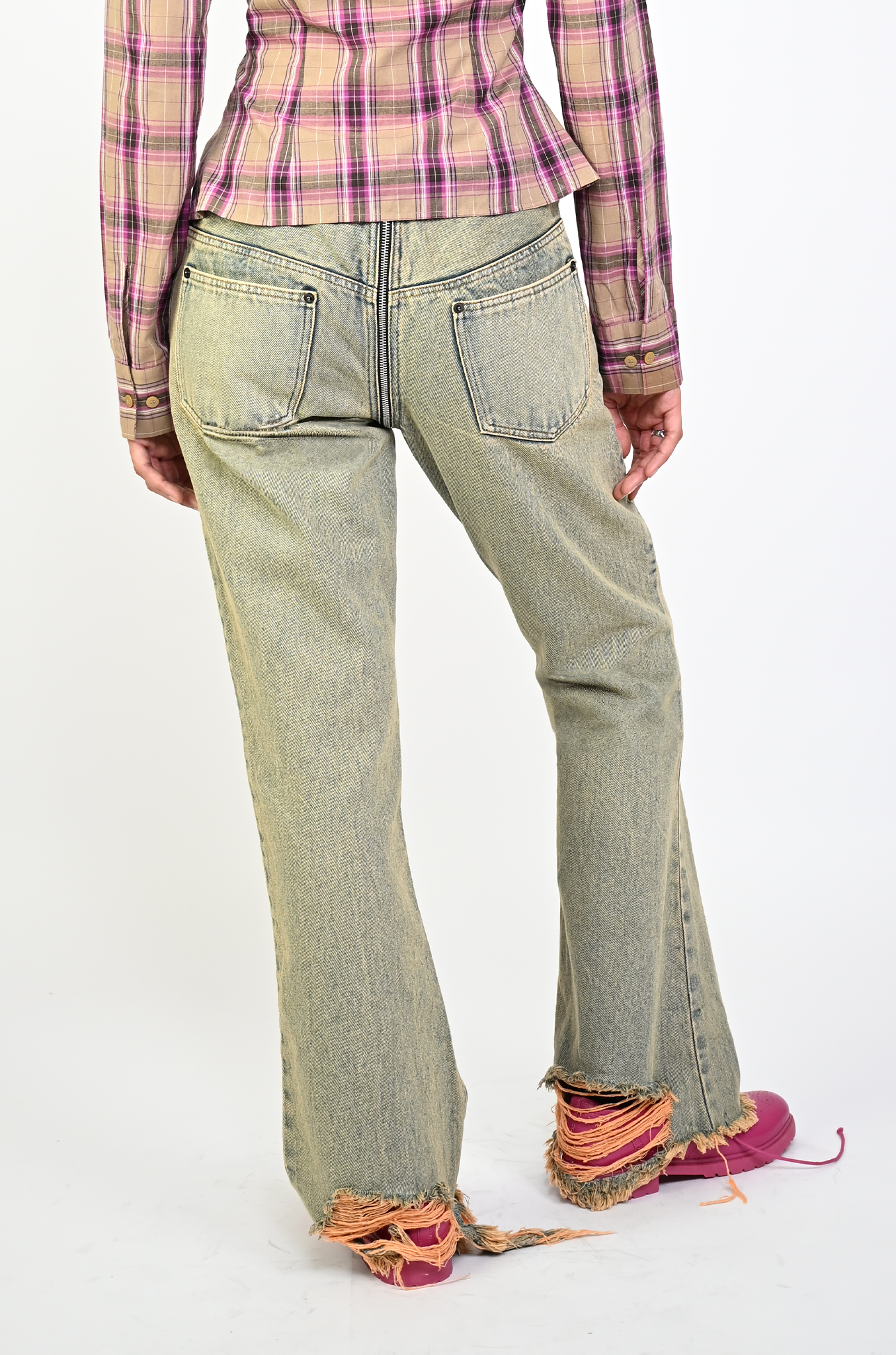 Vintage bootcut denim with zippered detail