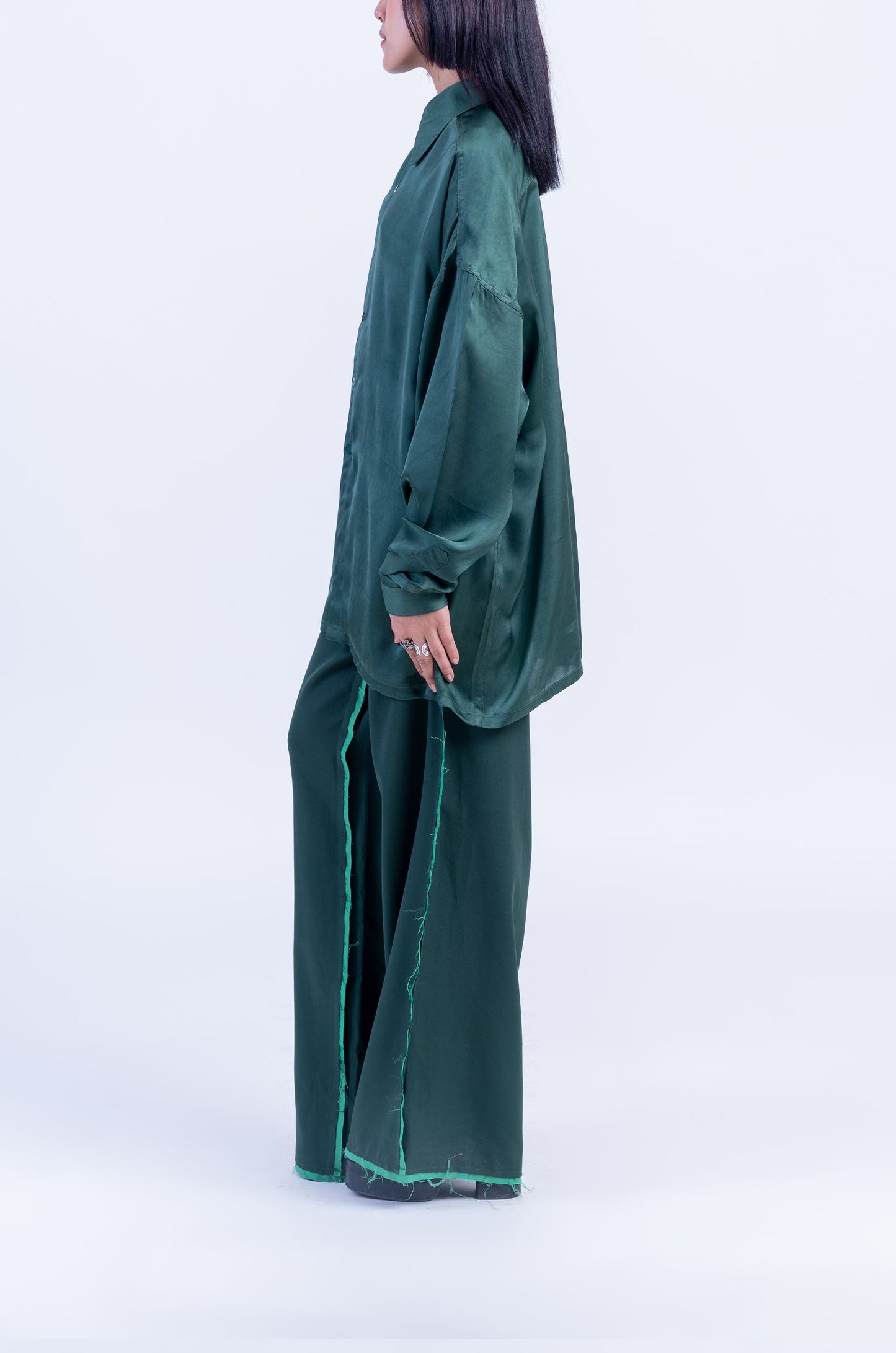The Devil Wears HUEMN Pants 'Raw Edged' (Green)