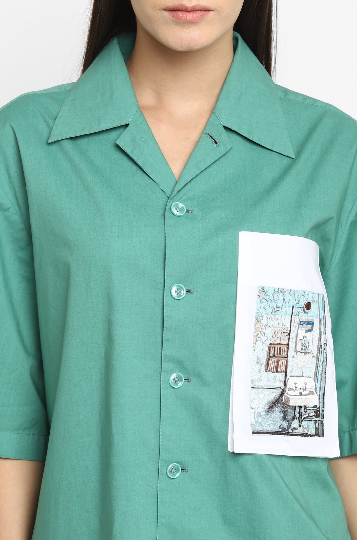 Handcrafted 'Basin' Safari Shirt (Green)