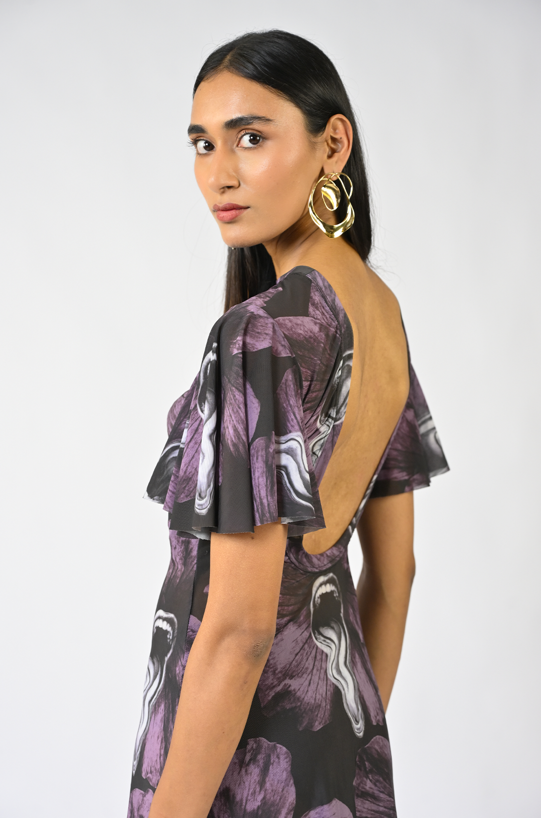 Sculpted purple lycra dress