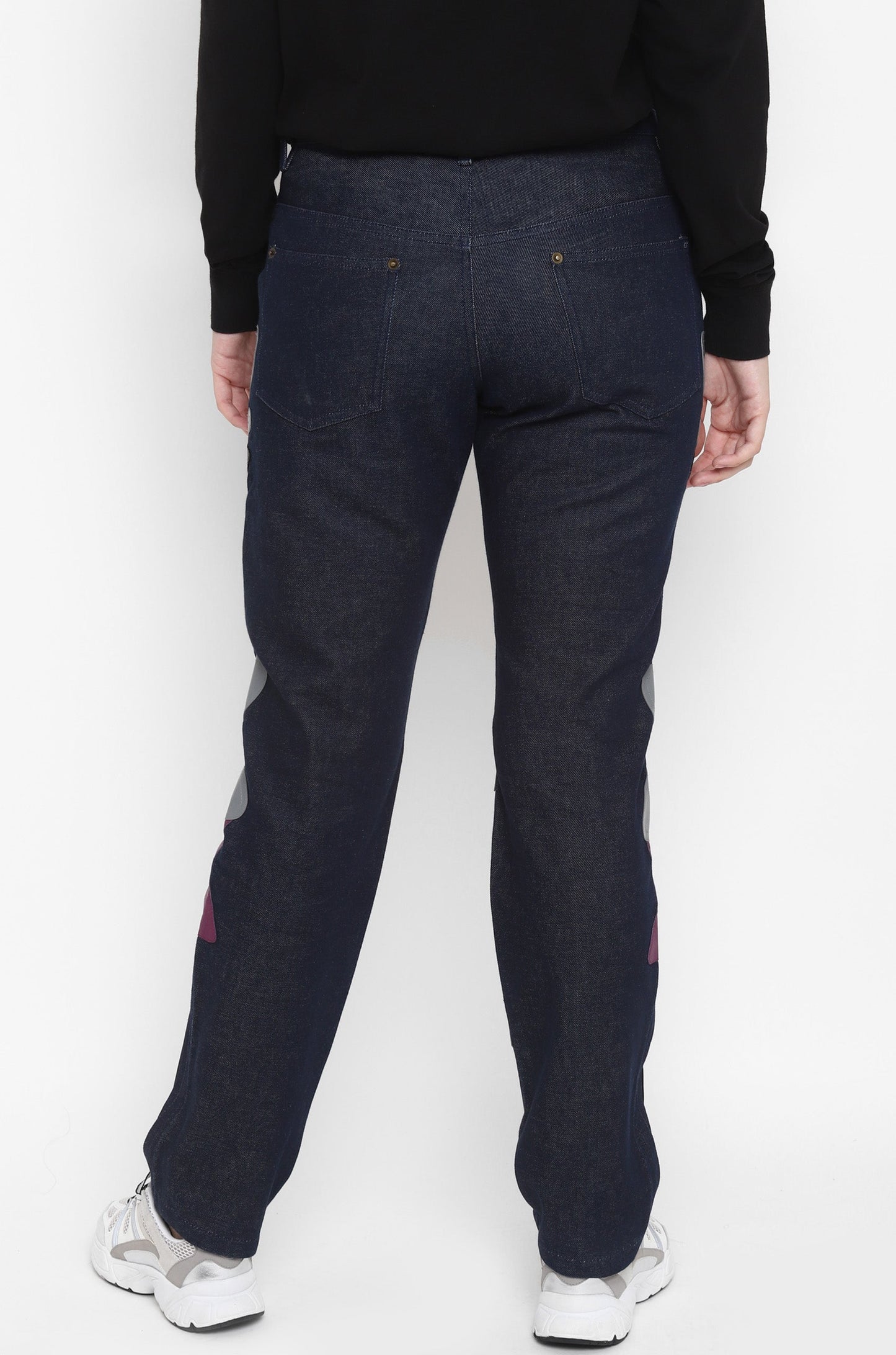 Panelled Multi-Material Jeans (Indigo)