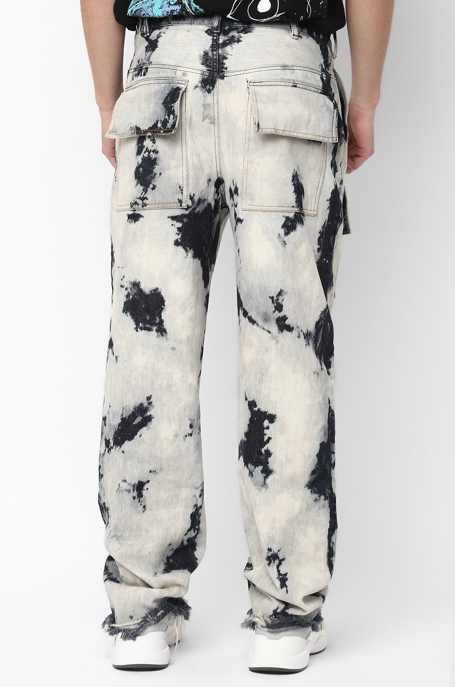 Bleached And Tinted Huemn Jeans With Oversized Patch Pockets