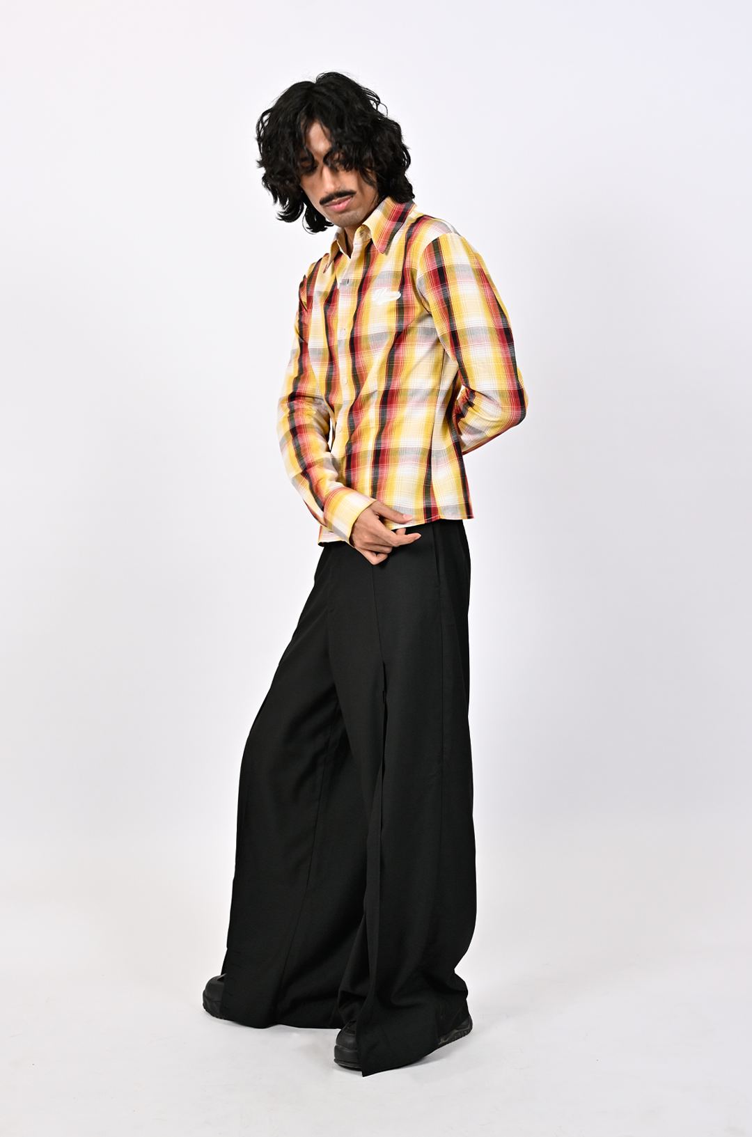 HUEMN Corset style shirt in checkered pattern (Men's)