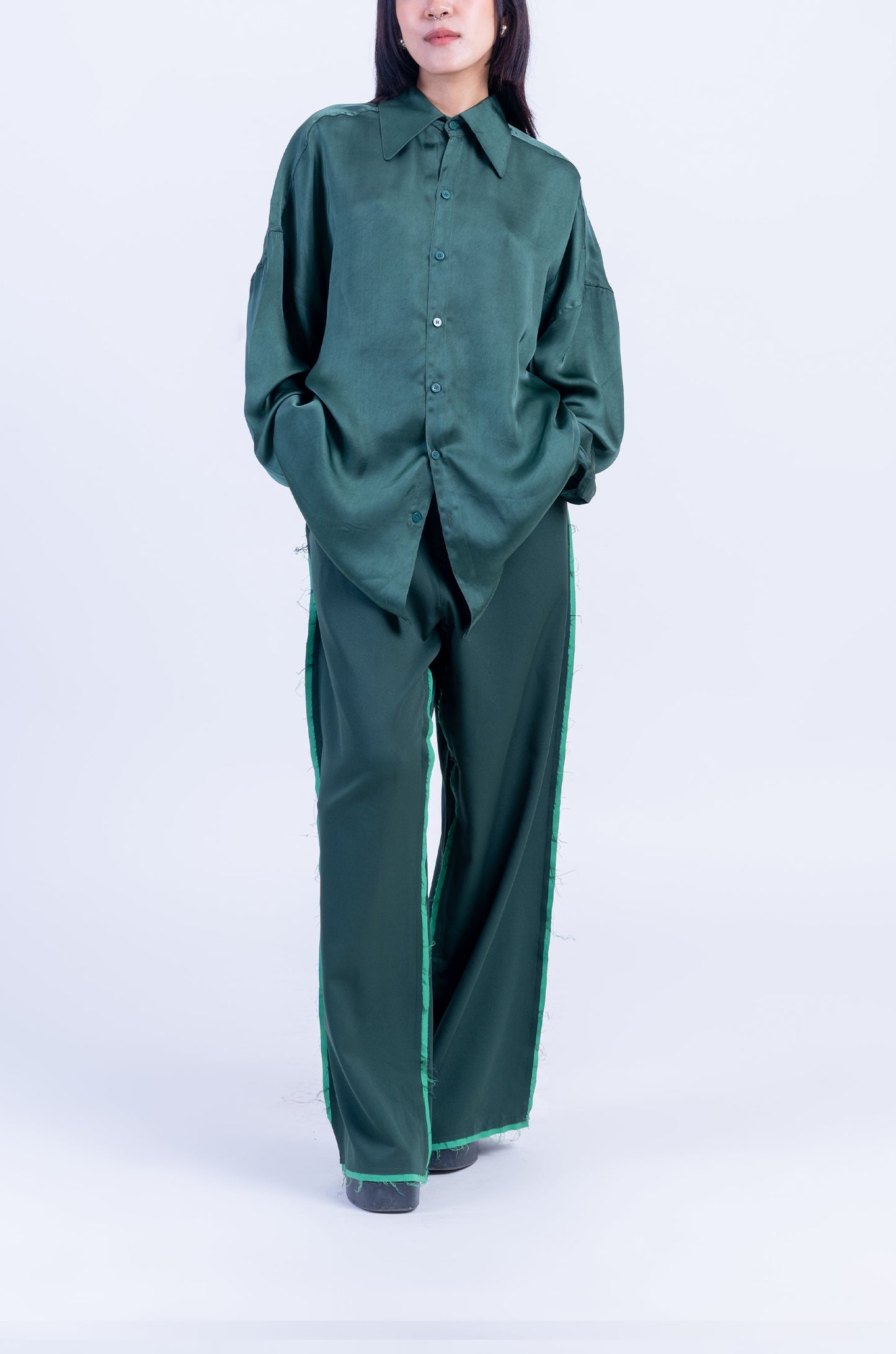 The Devil Wears HUEMN Pants 'Raw Edged' (Green)