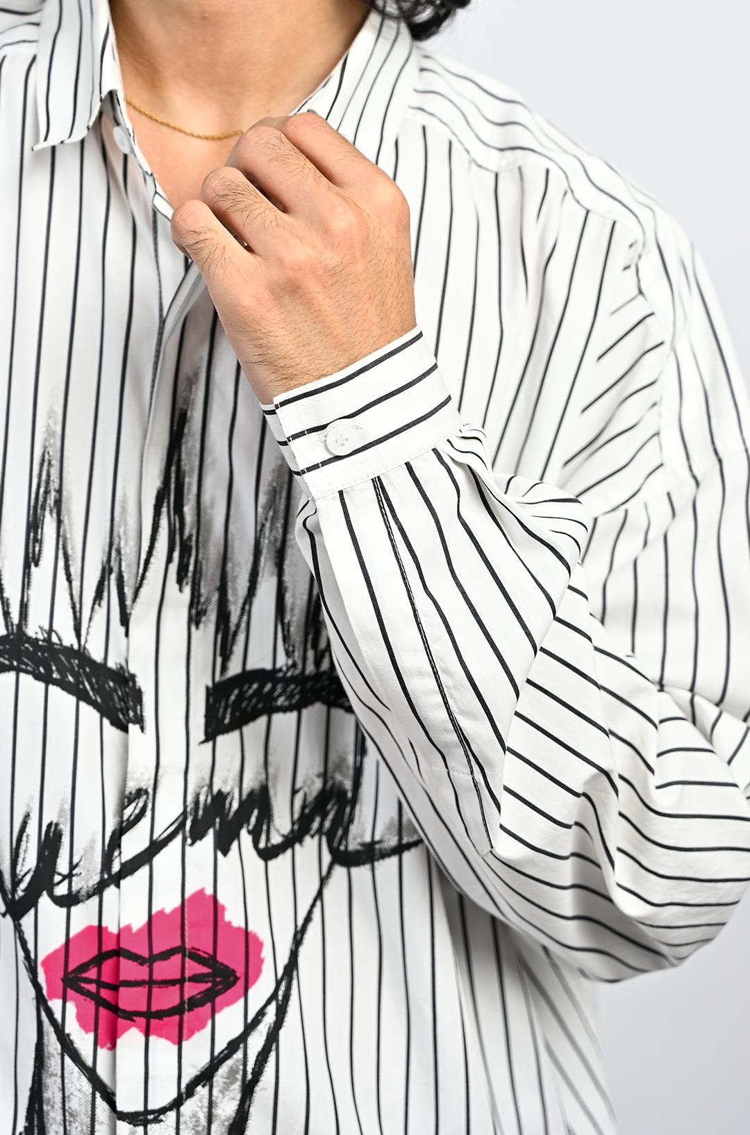 Oversized unisex pinstriped cotton shirt