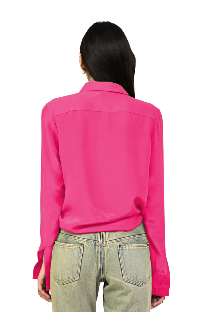 Straight Fit Silk Shirt (Hot Pink)