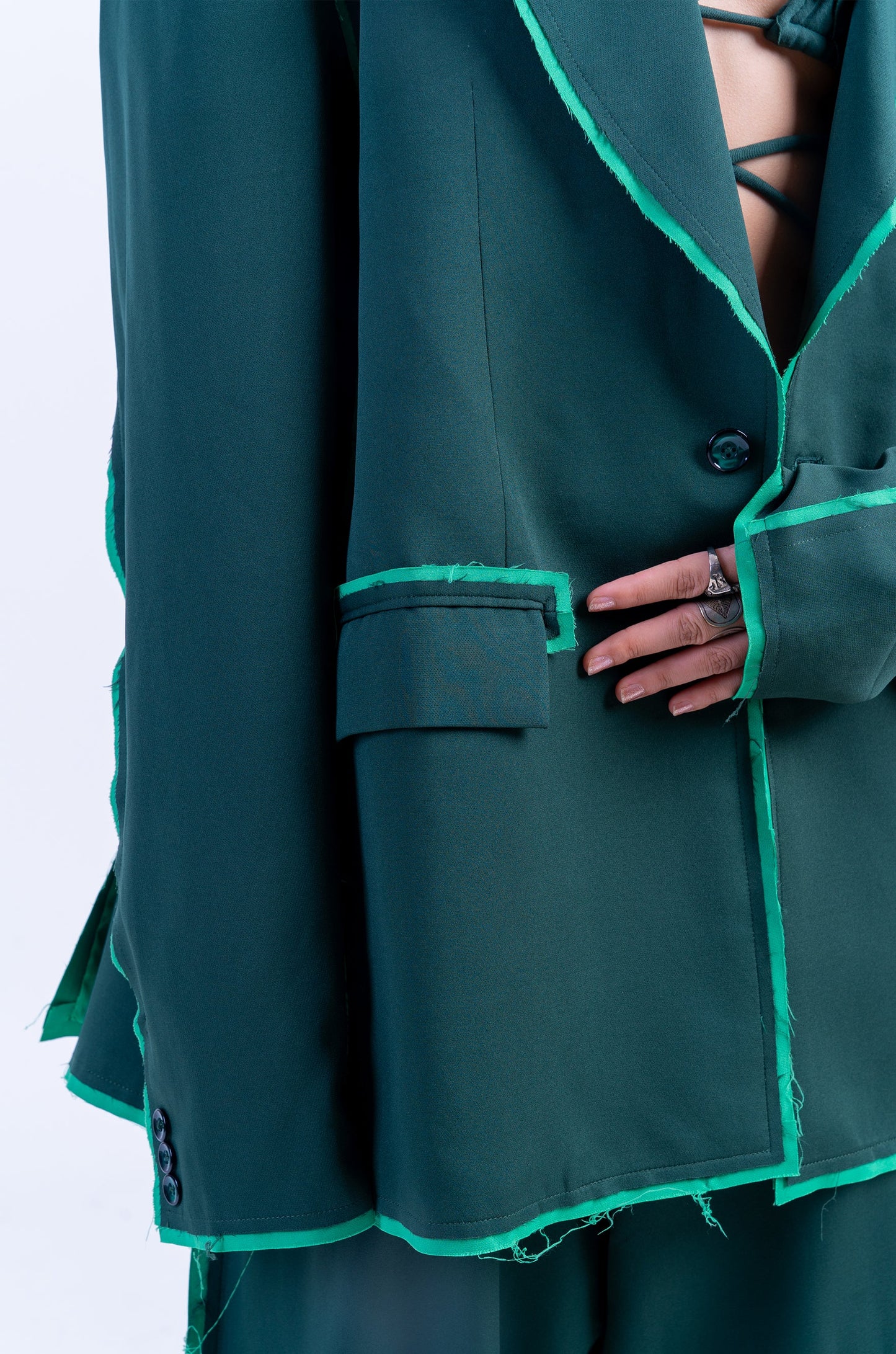 The Devil Wears HUEMN Blazer 'Raw Edged' (Green)