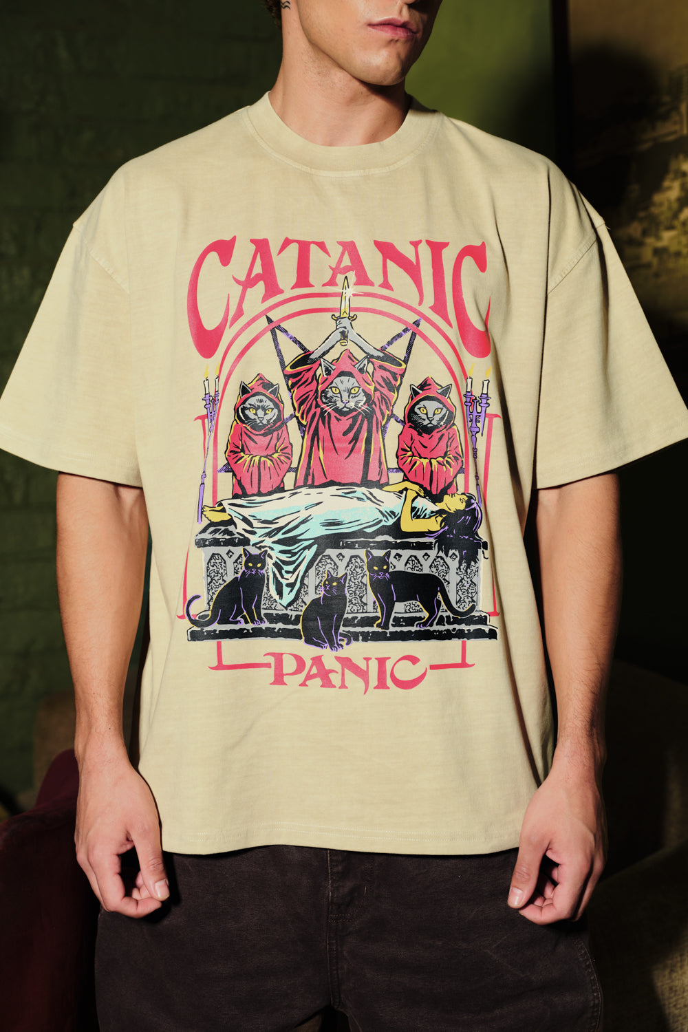 Catanic Beige Oversized T-Shirt