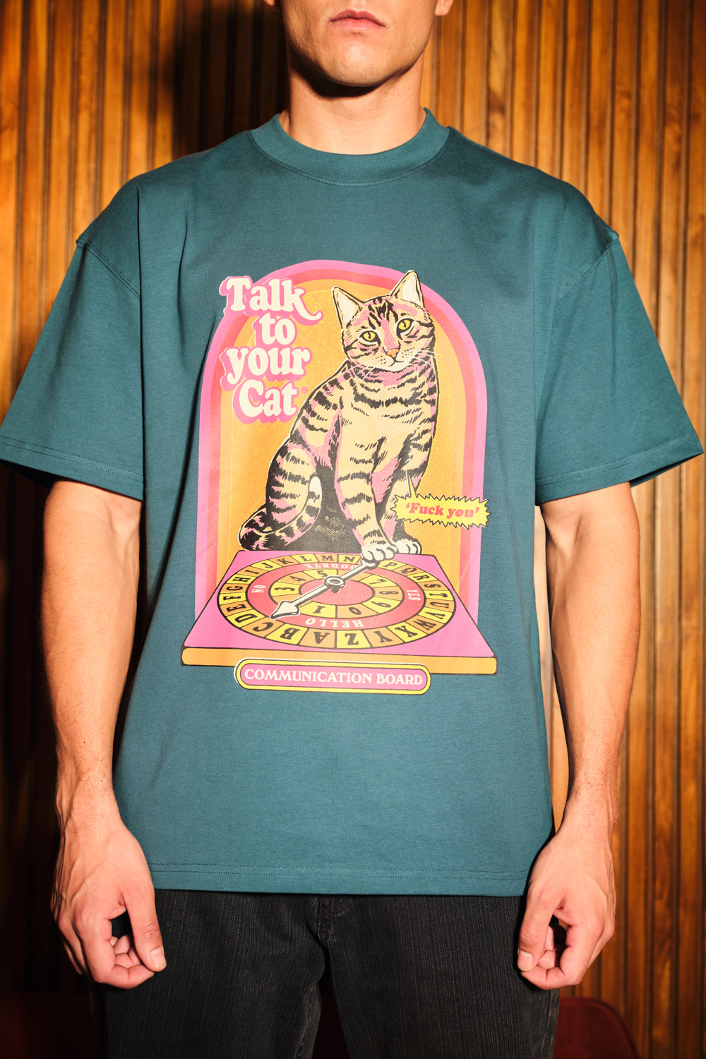 Talk To Your Cat Green Oversized T-Shirt