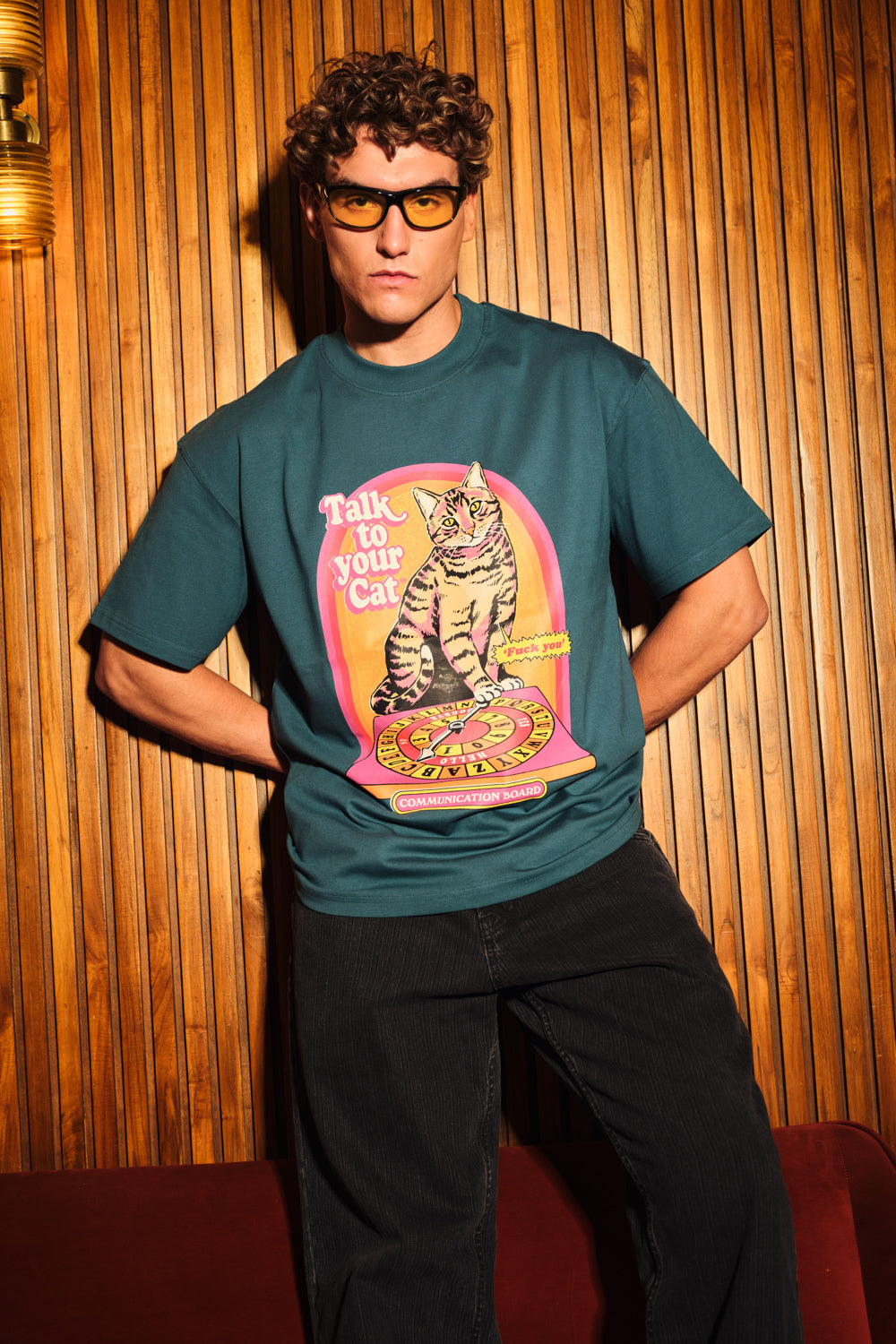 Talk To Your Cat Green Oversized T-Shirt