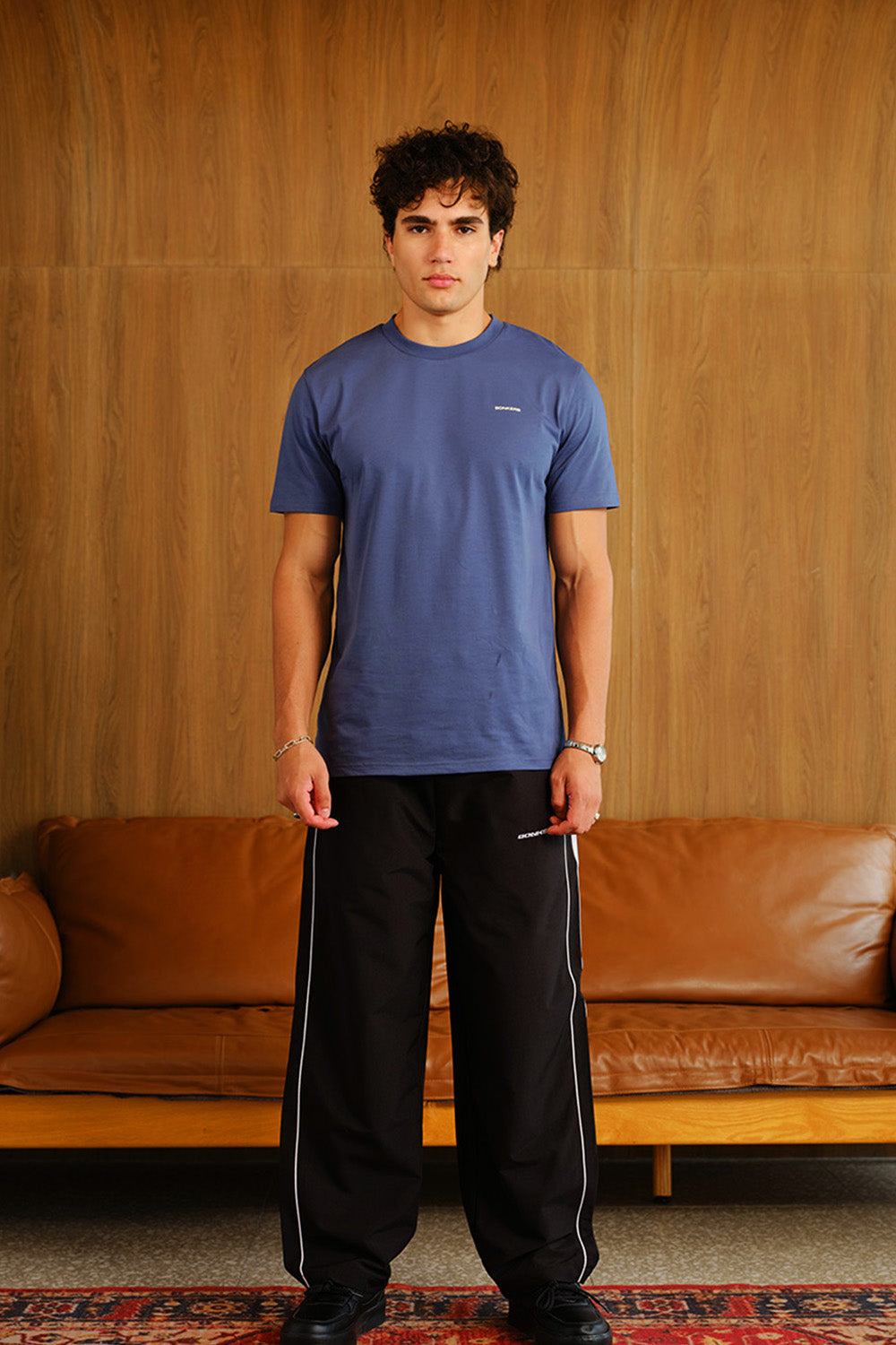 Black Tape Wide Leg Joggers