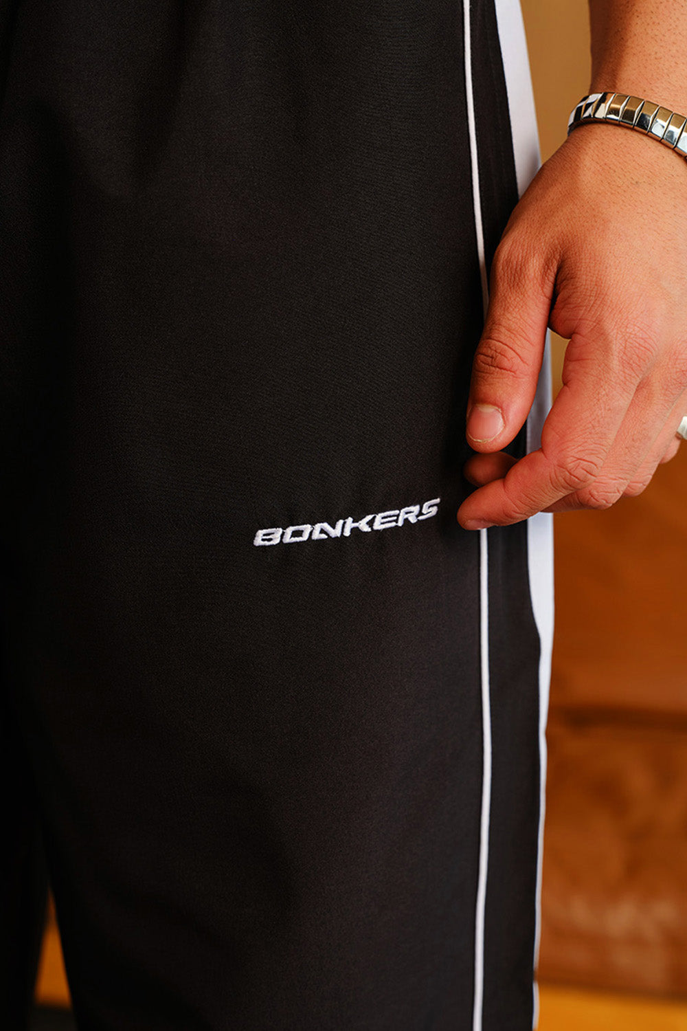 Black Tape Wide Leg Joggers