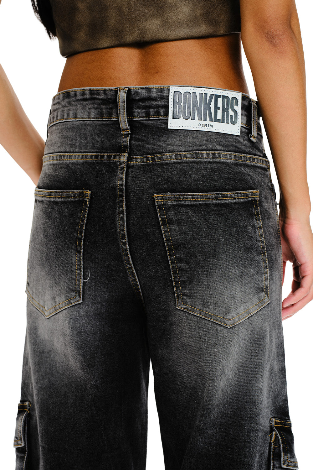 Black Wash Workwear Cargo Jeans