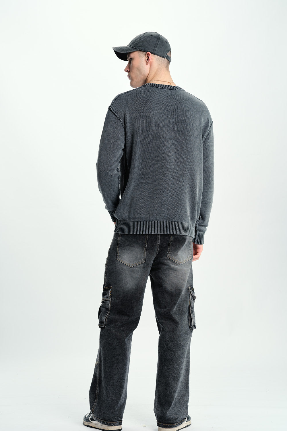 Black Wash Workwear Cargo Jeans