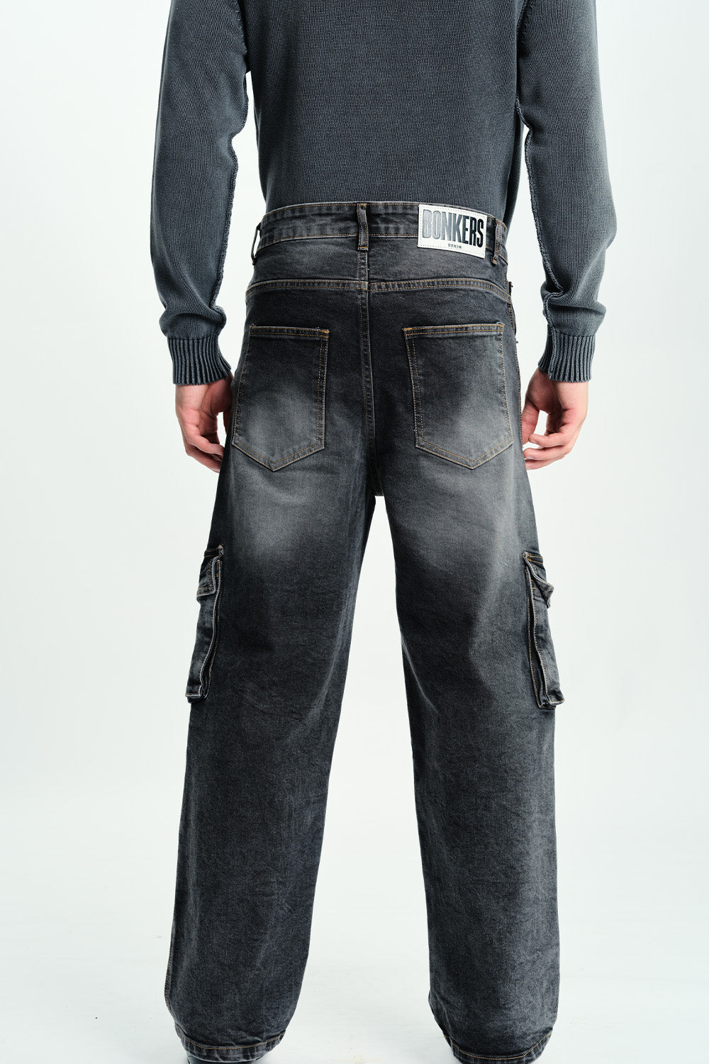 Black Wash Workwear Cargo Jeans