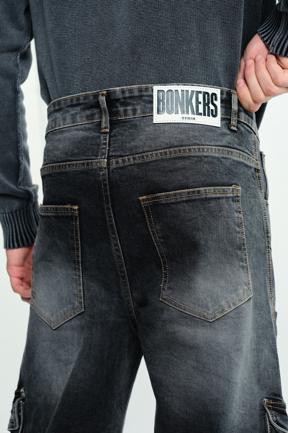 Black Wash Workwear Cargo Jeans