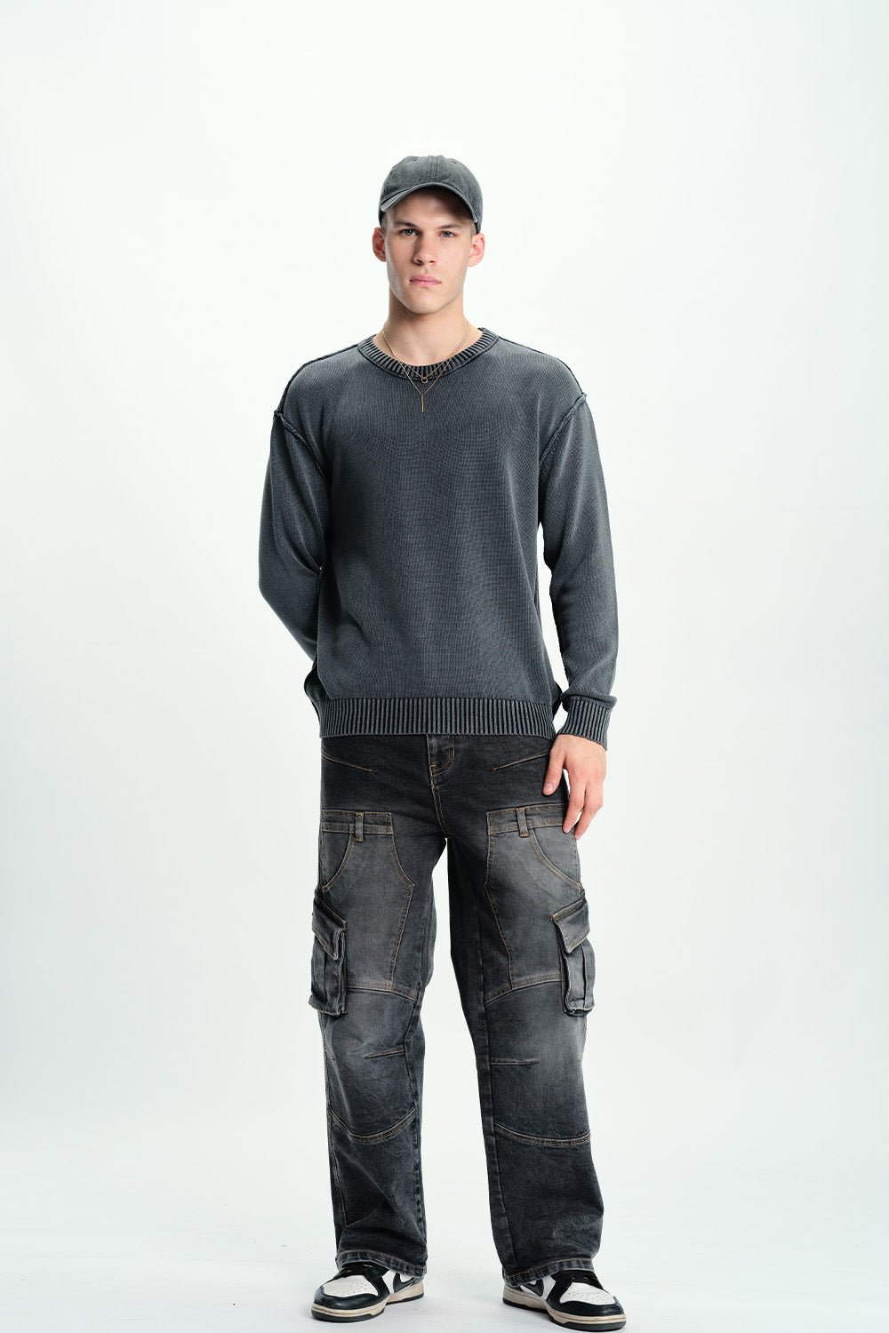 Black Wash Workwear Cargo Jeans