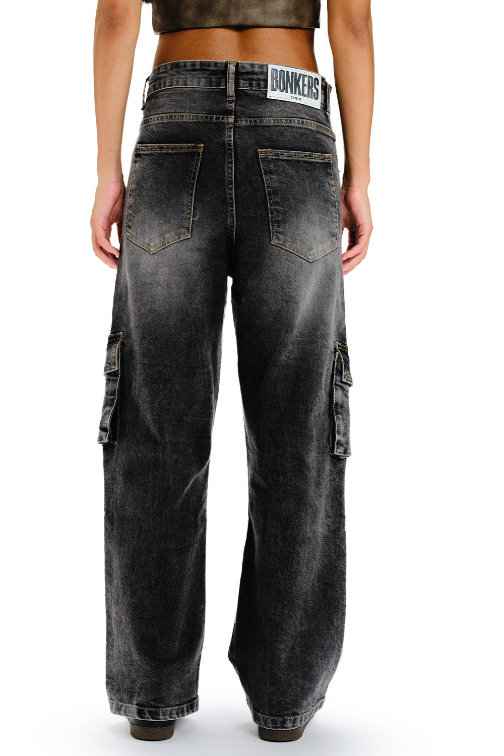 Black Wash Workwear Cargo Jeans