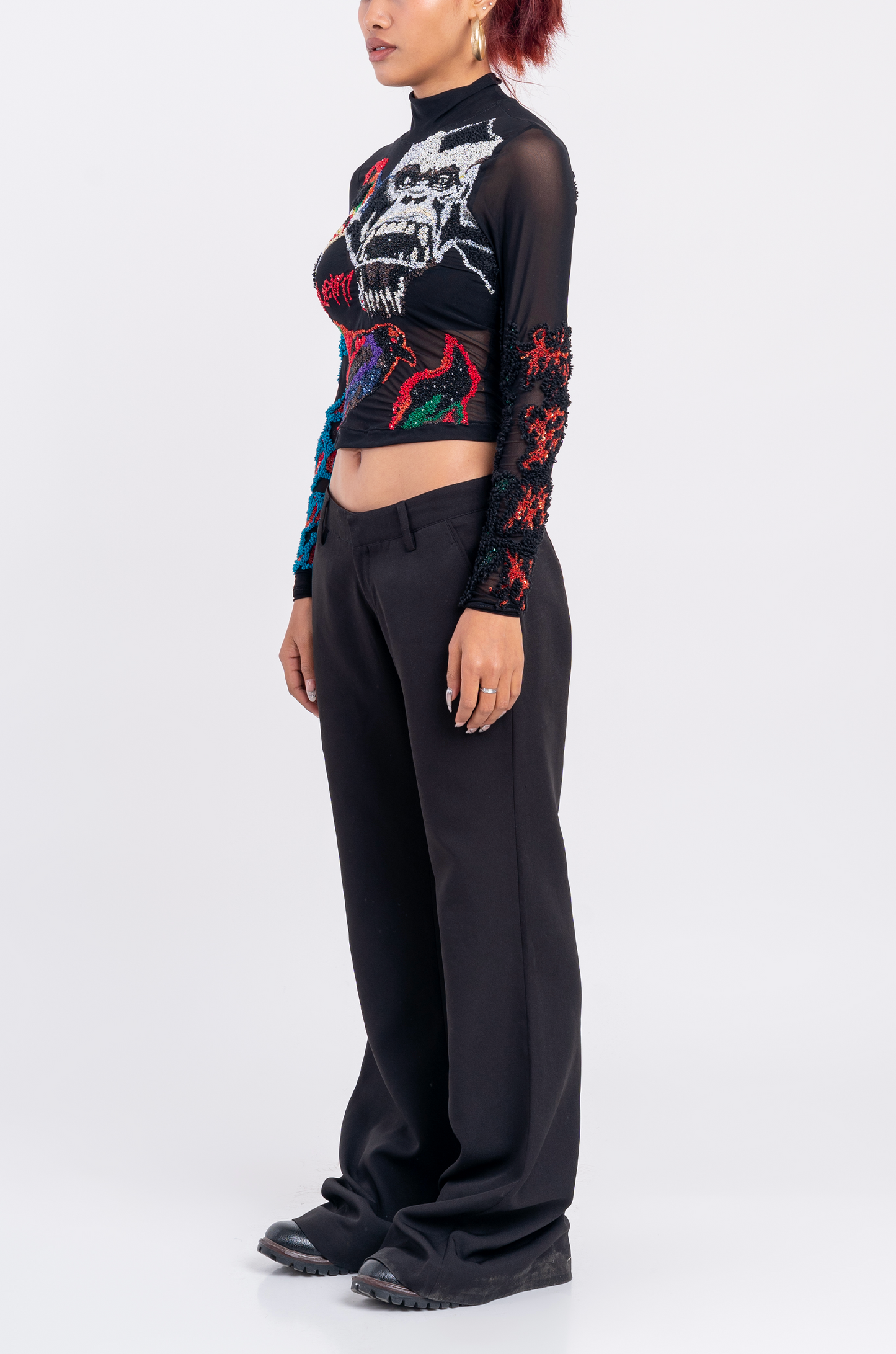 Handcrafted 'Return Of The Gorilla' Crop Top (Black)