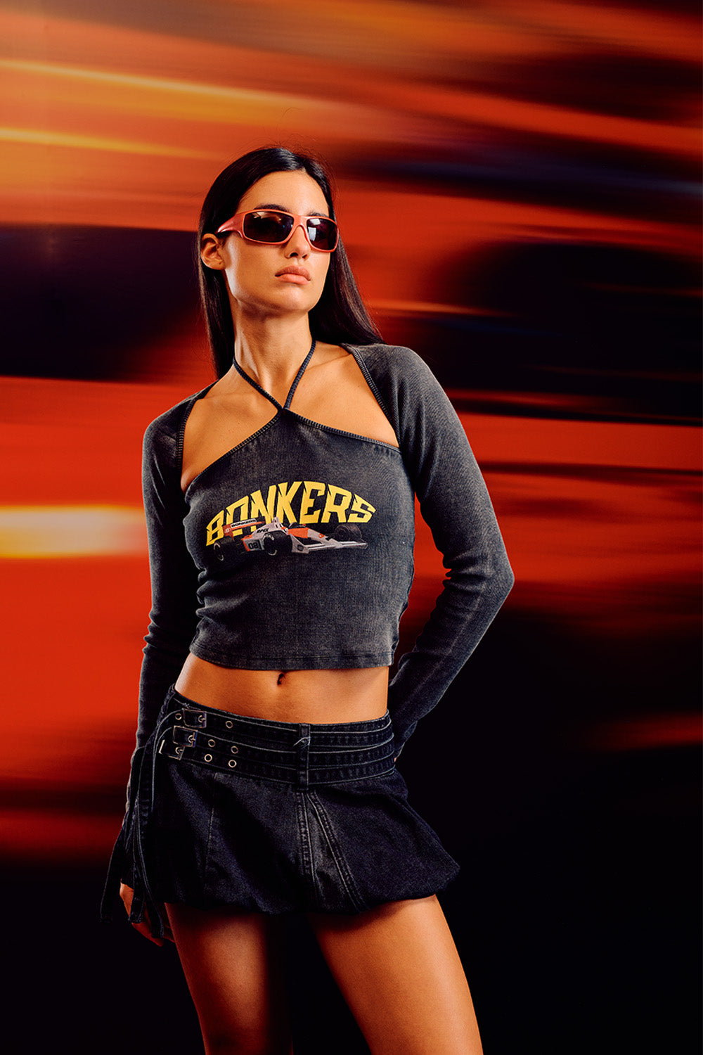 Blitz Halter Neck Long Sleeve Top