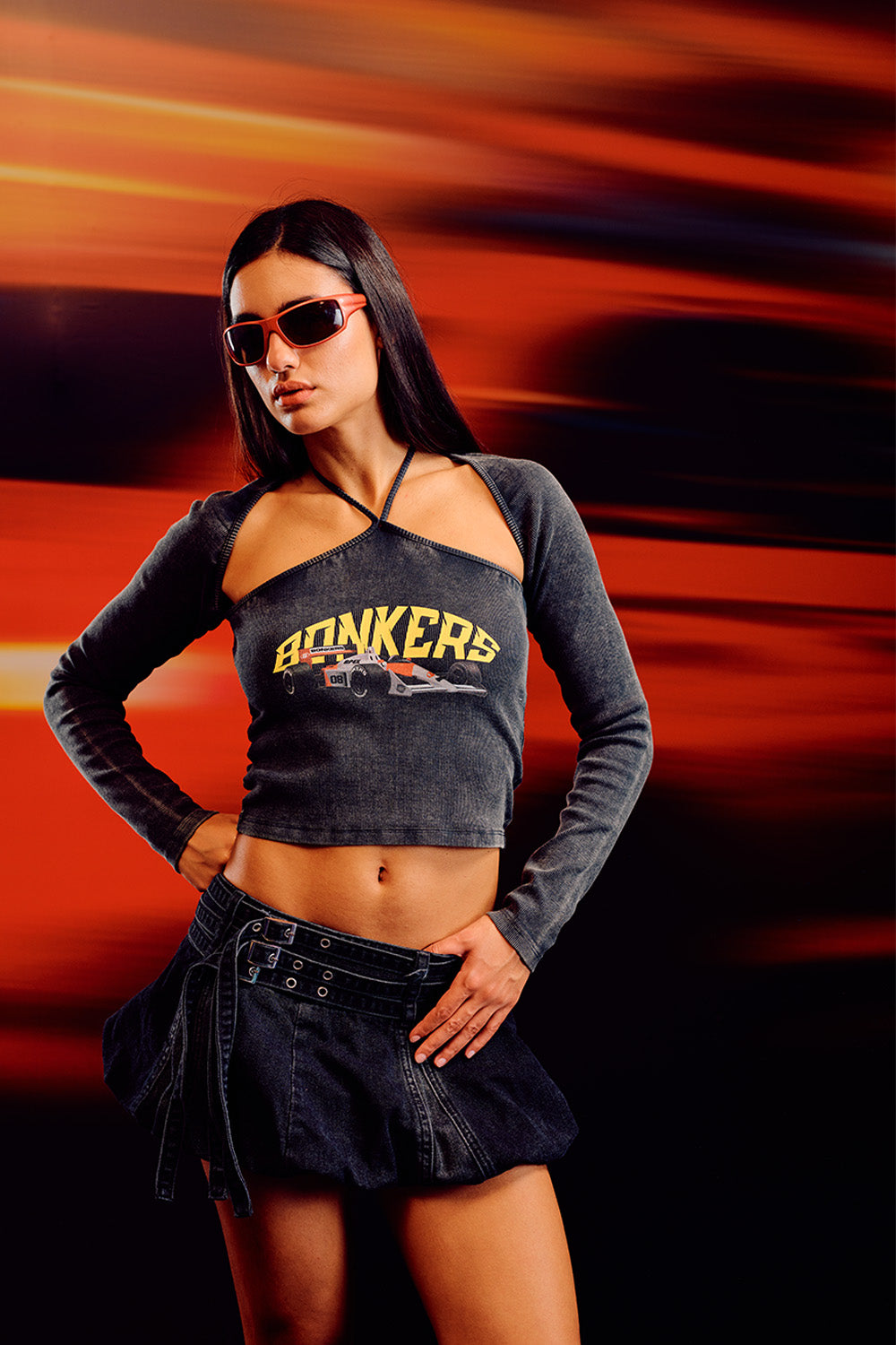 Blitz Halter Neck Long Sleeve Top