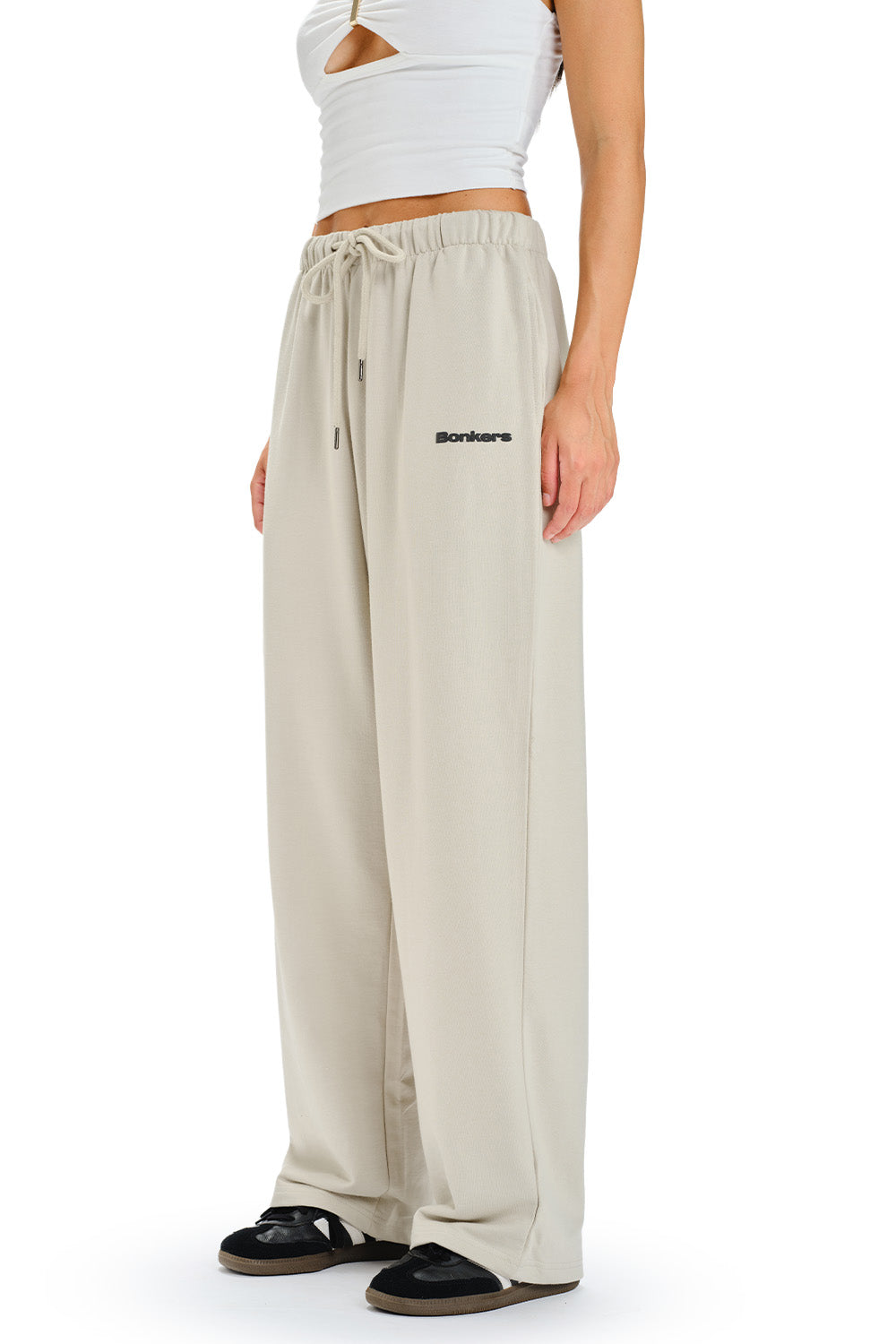 Muted White Loose Fit Joggers