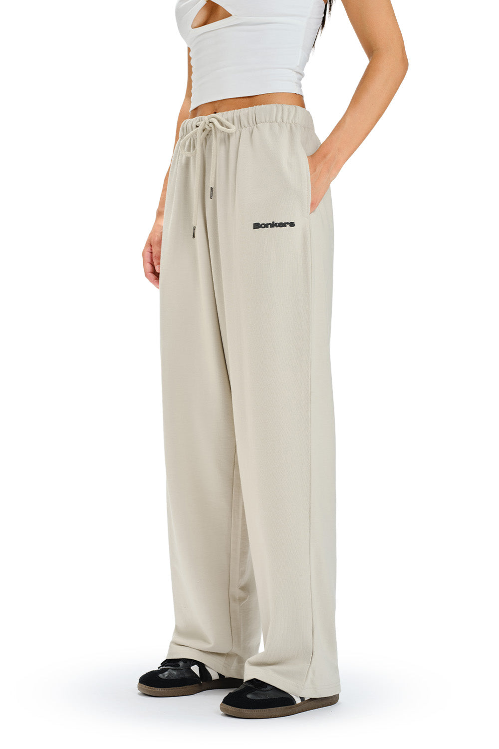 Muted White Loose Fit Joggers