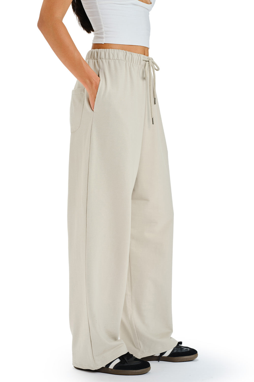 Muted White Loose Fit Joggers