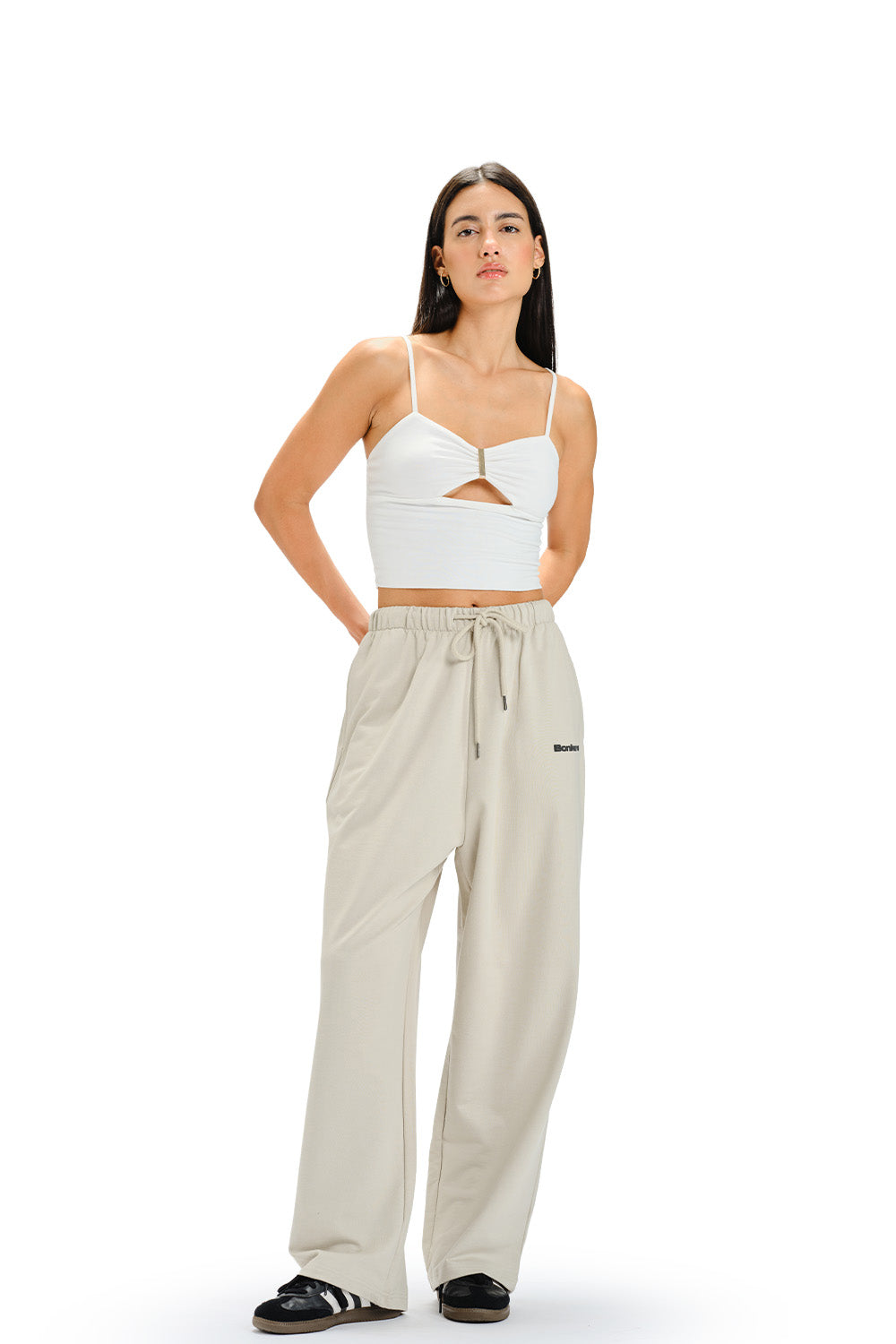 Muted White Loose Fit Joggers