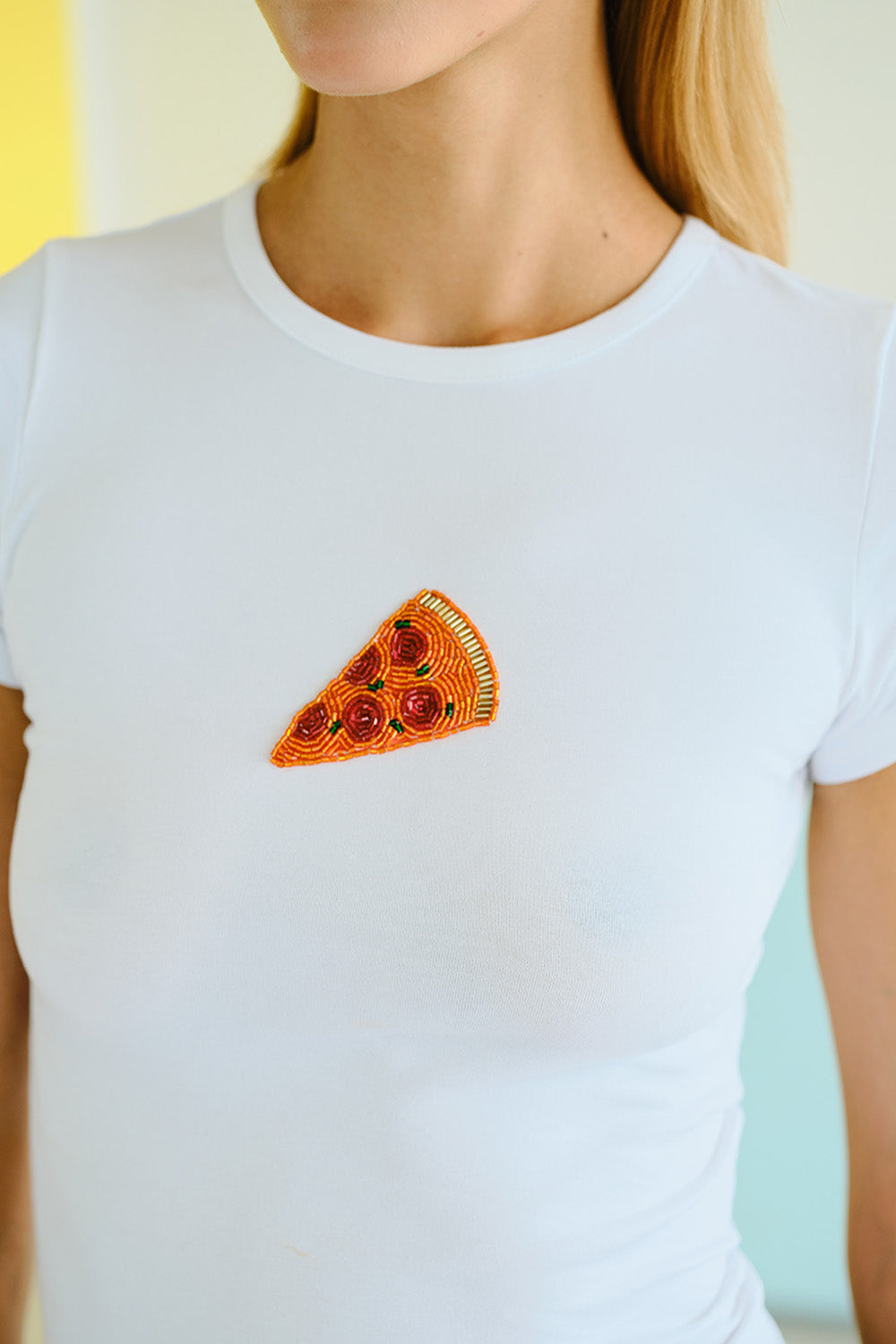 Pizzaphile Beaded Embroidery Baby Tee
