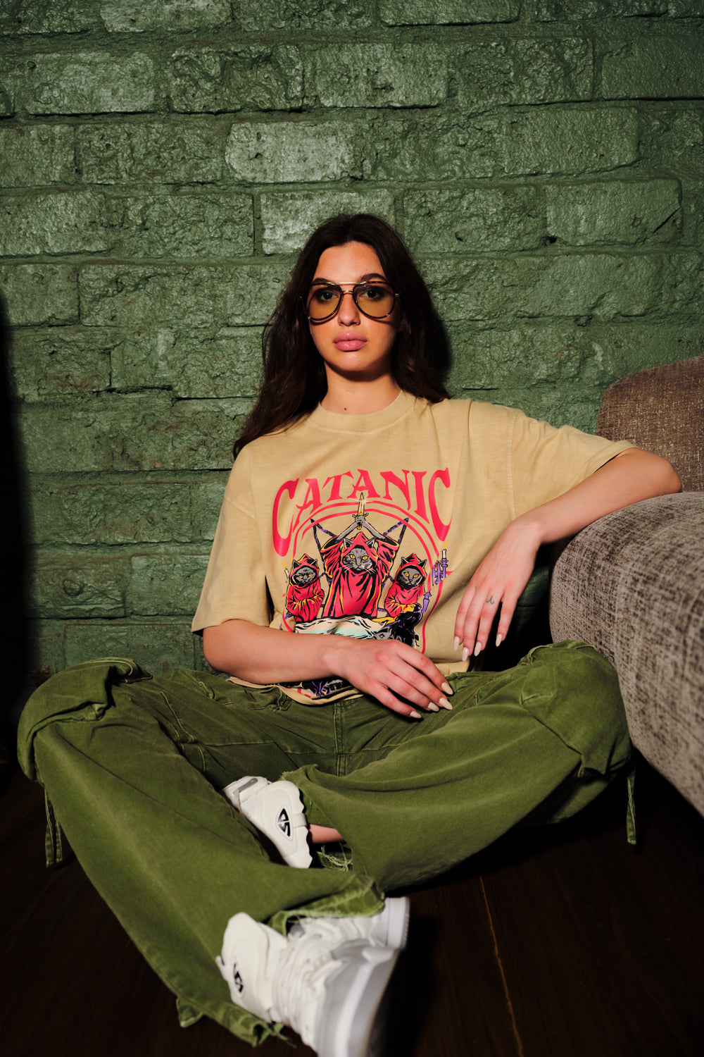 Catanic Beige Oversized T-Shirt