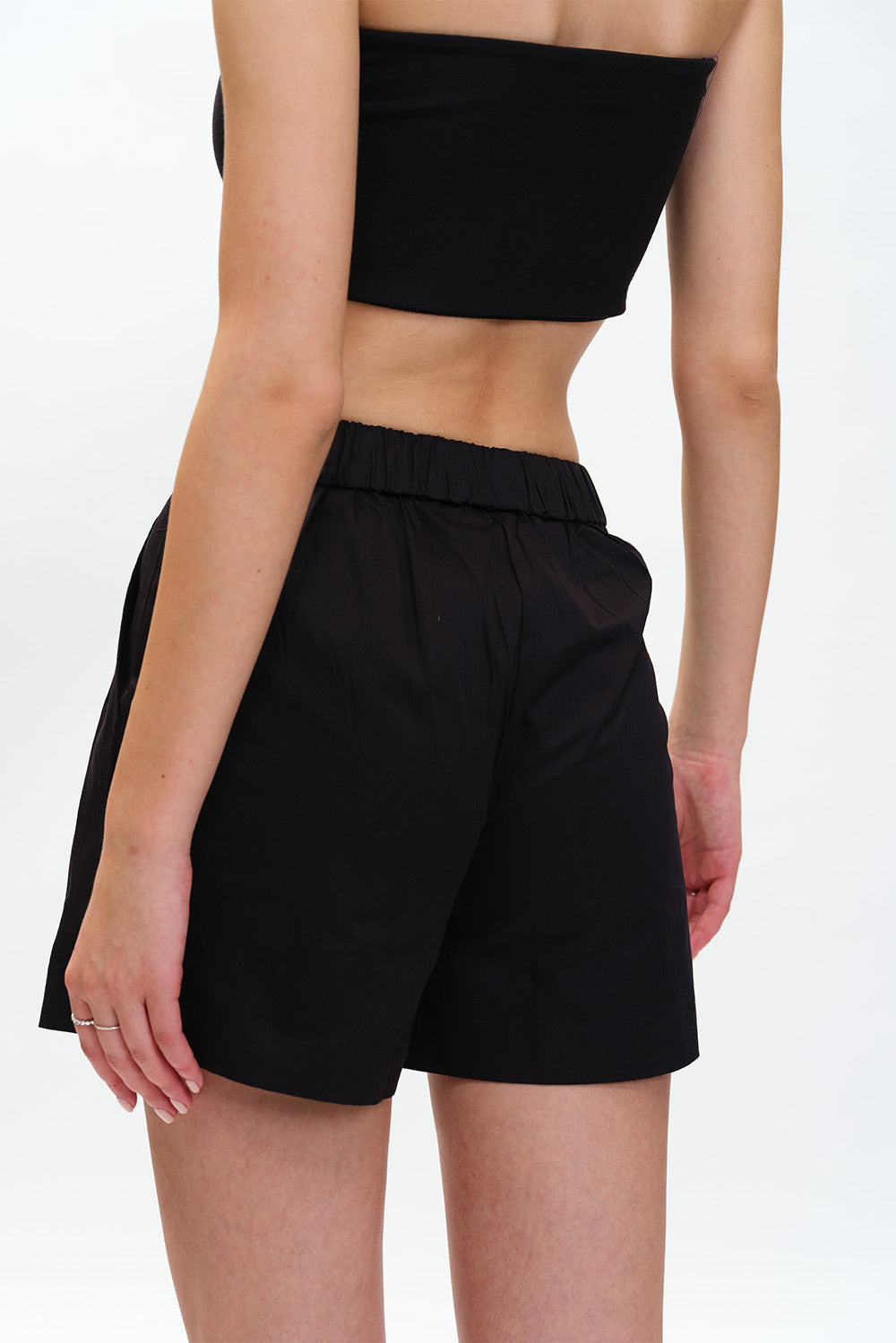Black Elastic Bermuda Shorts