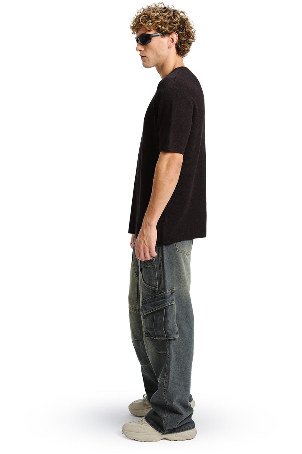 Black Relaxed Fit Knit T-shirt