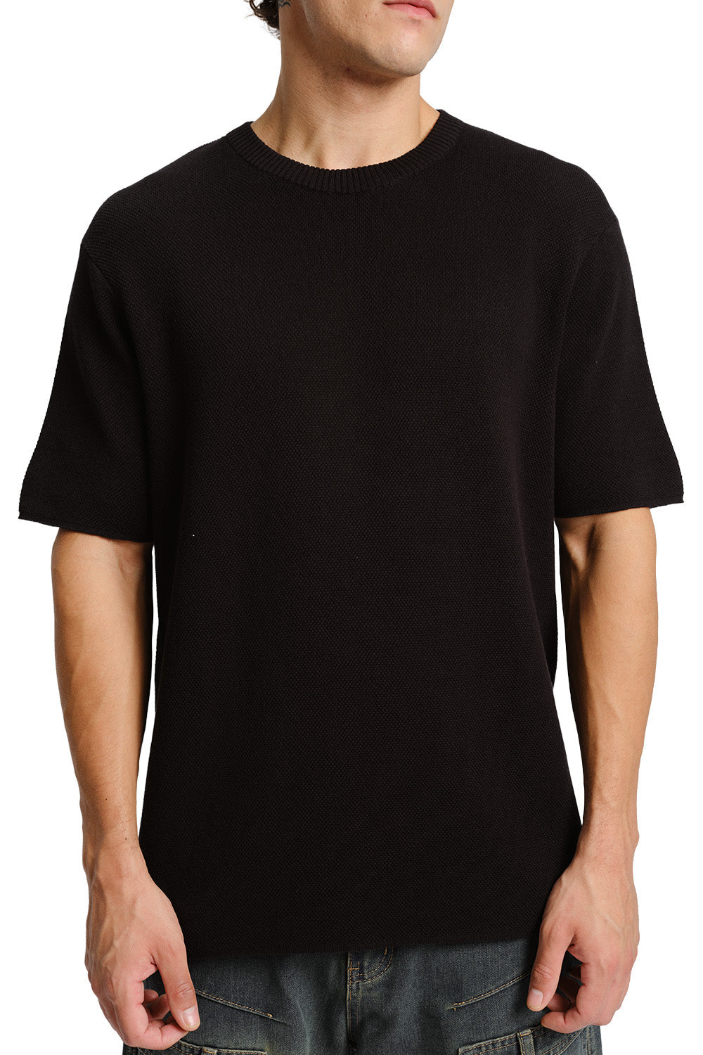 Black Relaxed Fit Knit T-shirt
