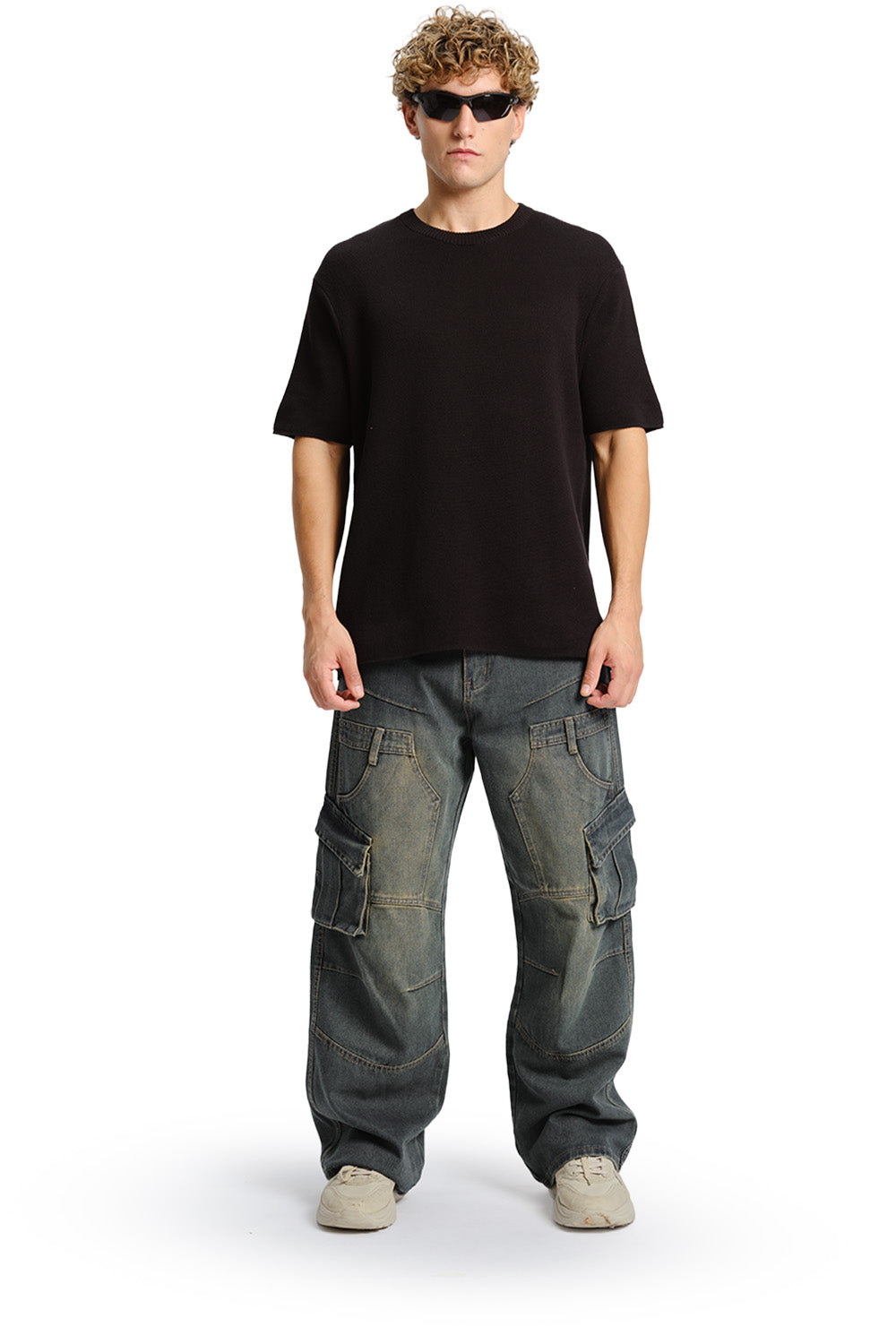 Black Relaxed Fit Knit T-shirt