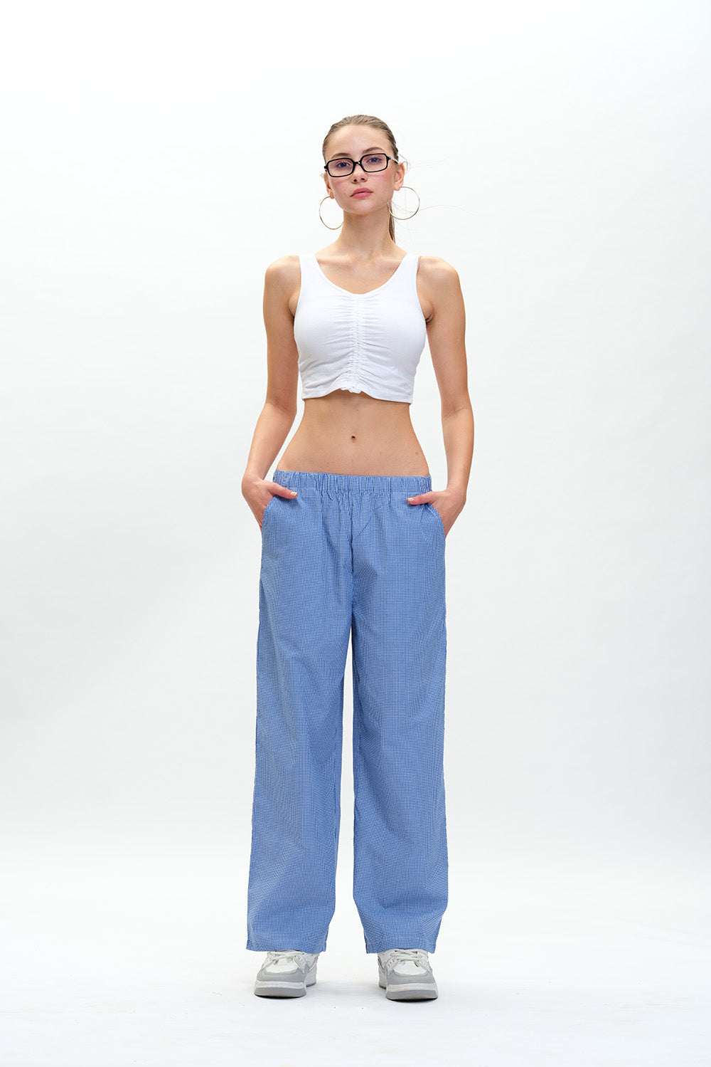 Blue Small Checkered Pants